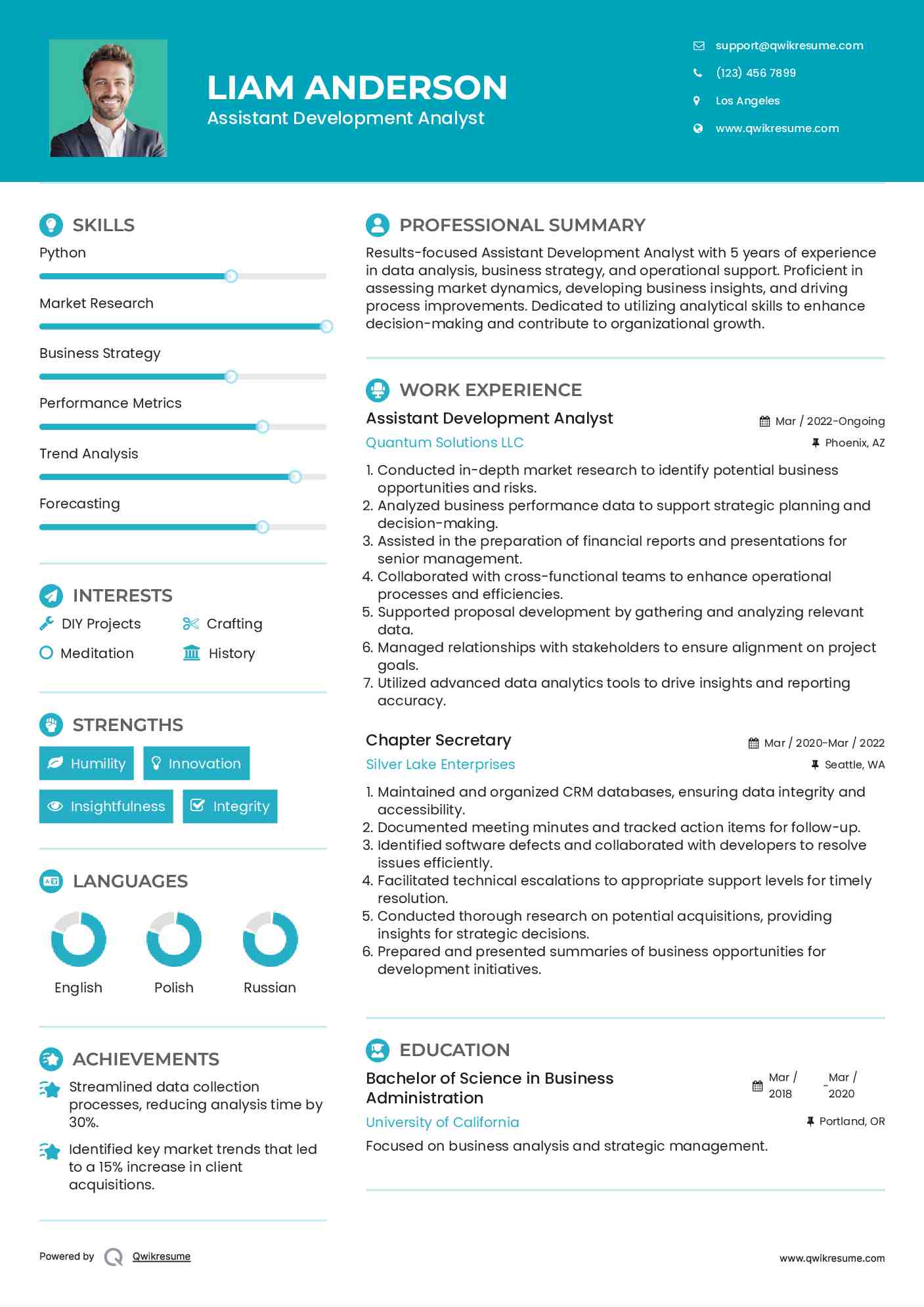 Assistant Development Analyst Resume Format