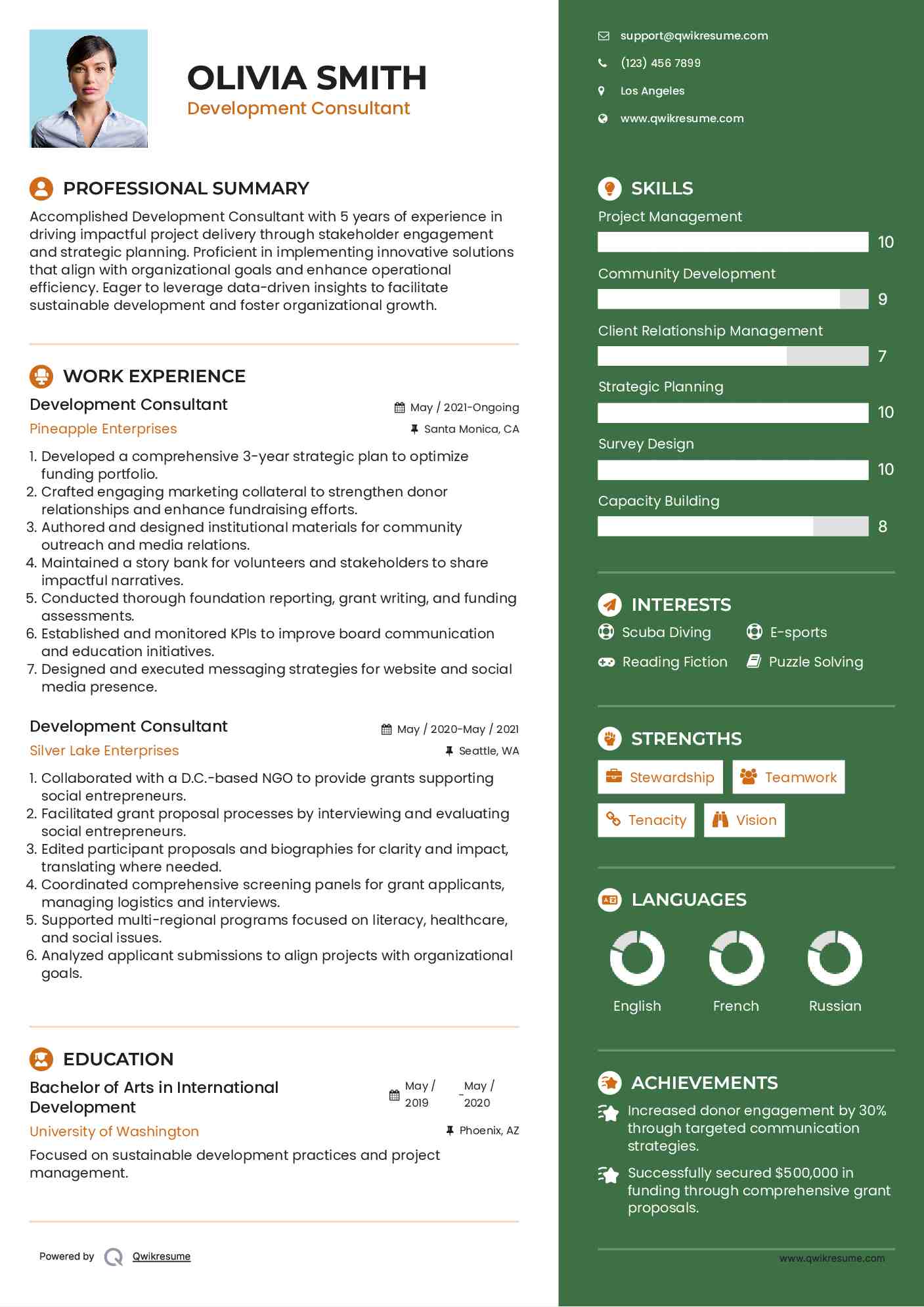 Development Consultant Resume Format