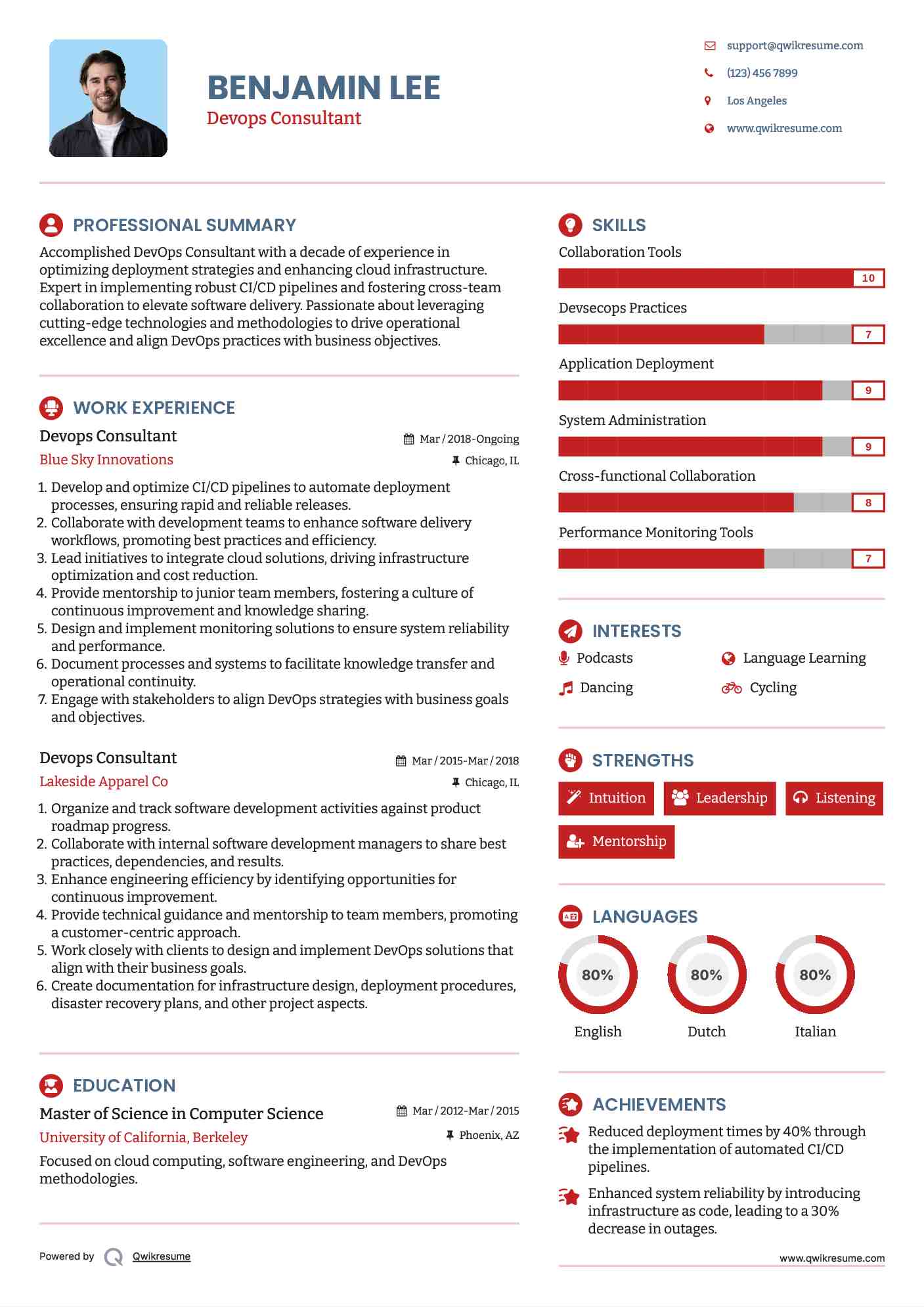 Devops Consultant Resume Template