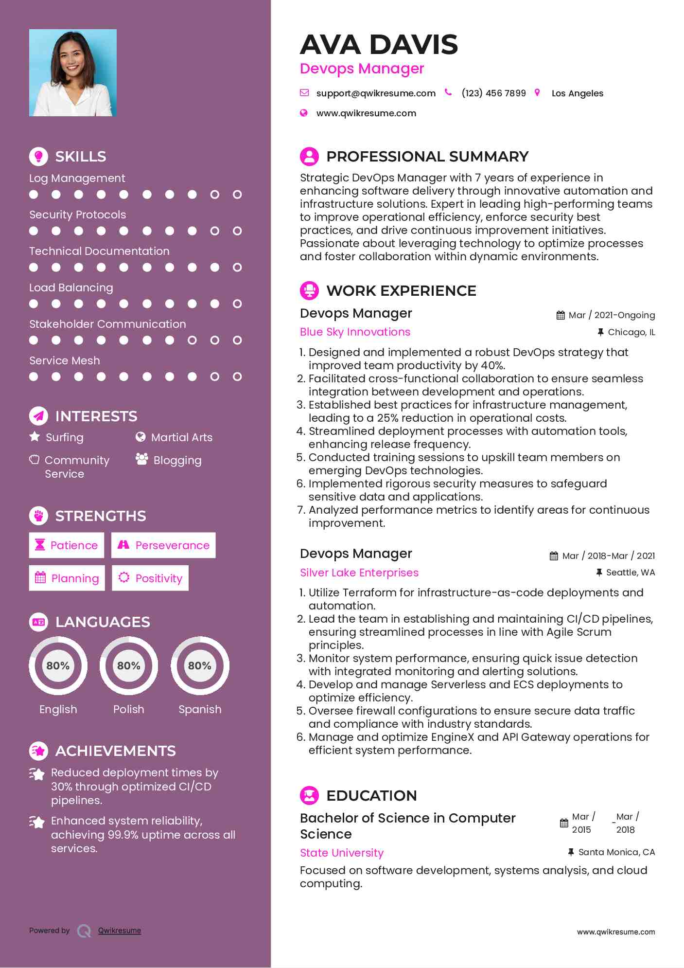 Devops Manager Resume Sample