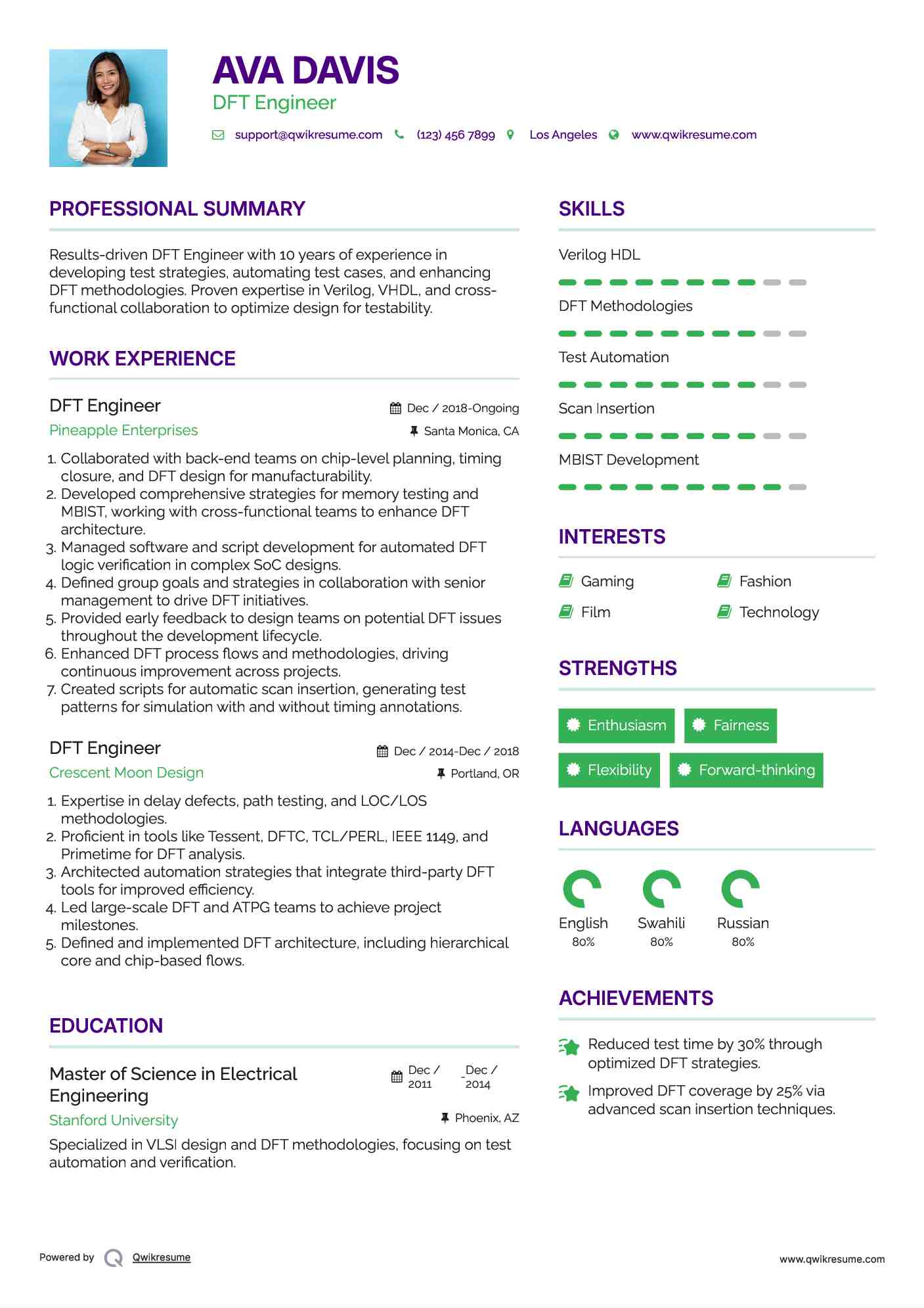 DFT Engineer Resume Model