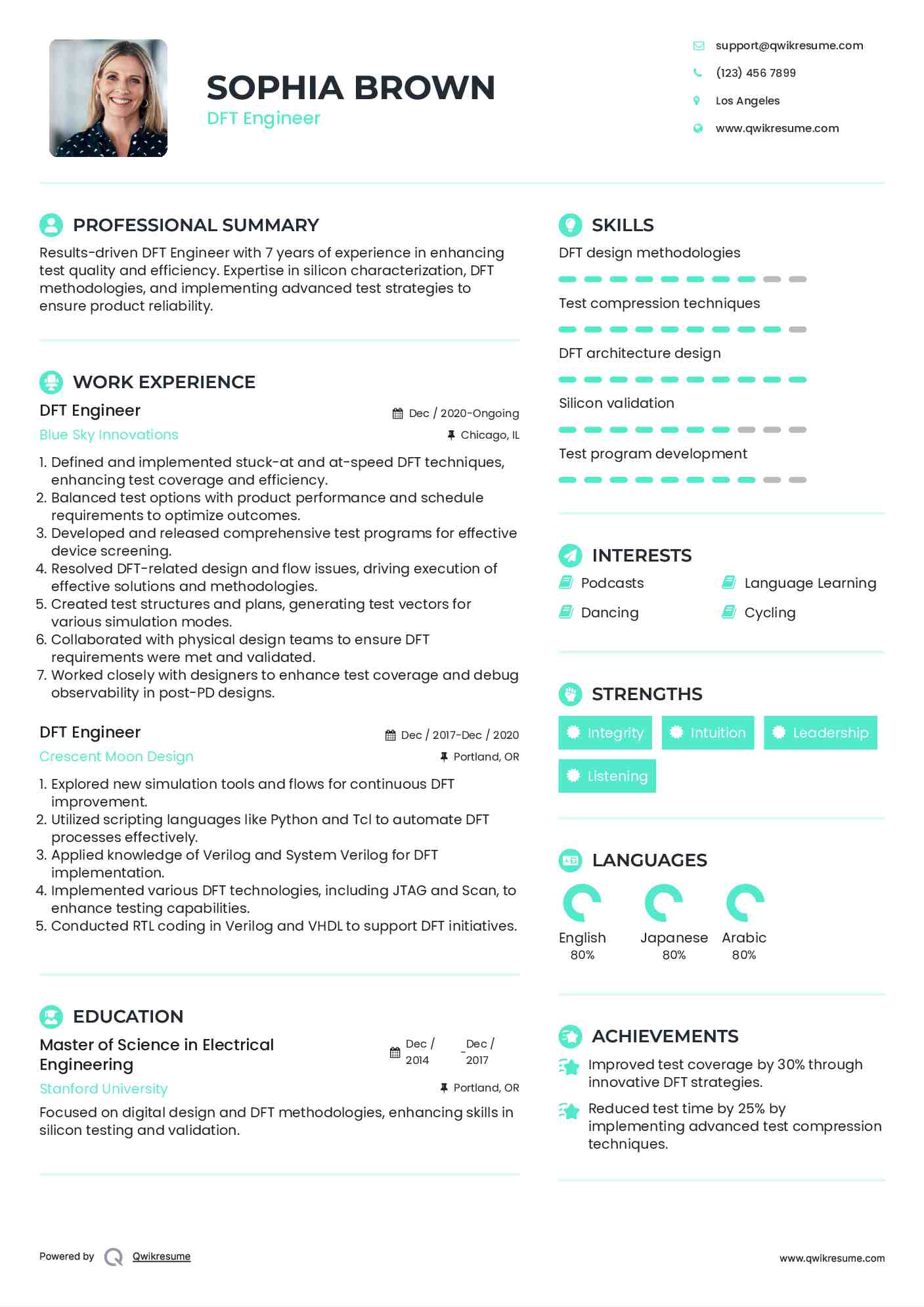 DFT Engineer Resume Format