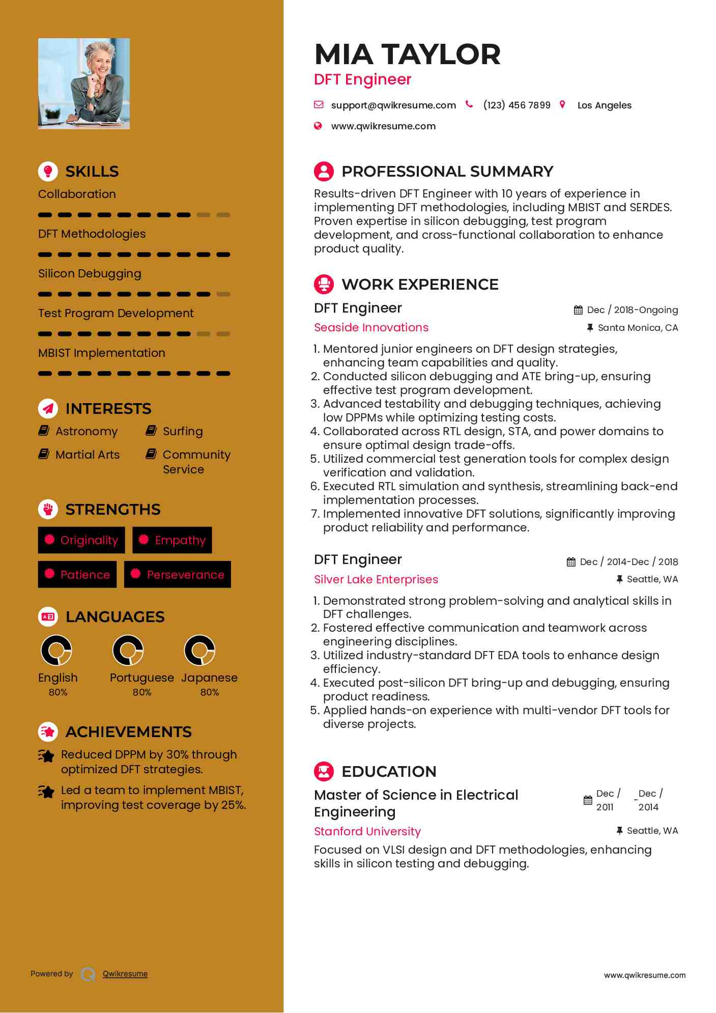 DFT Engineer Resume Model