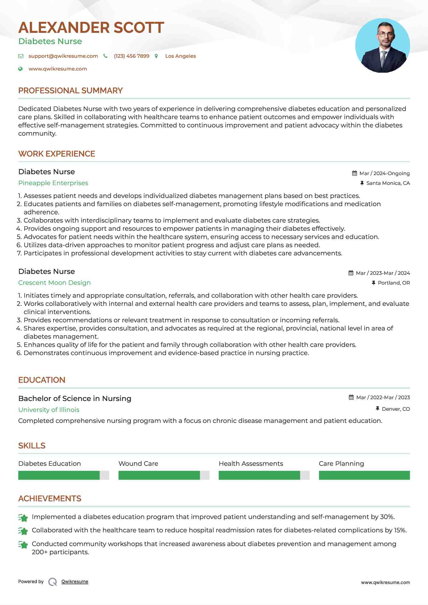 Diabetes Nurse Resume Format