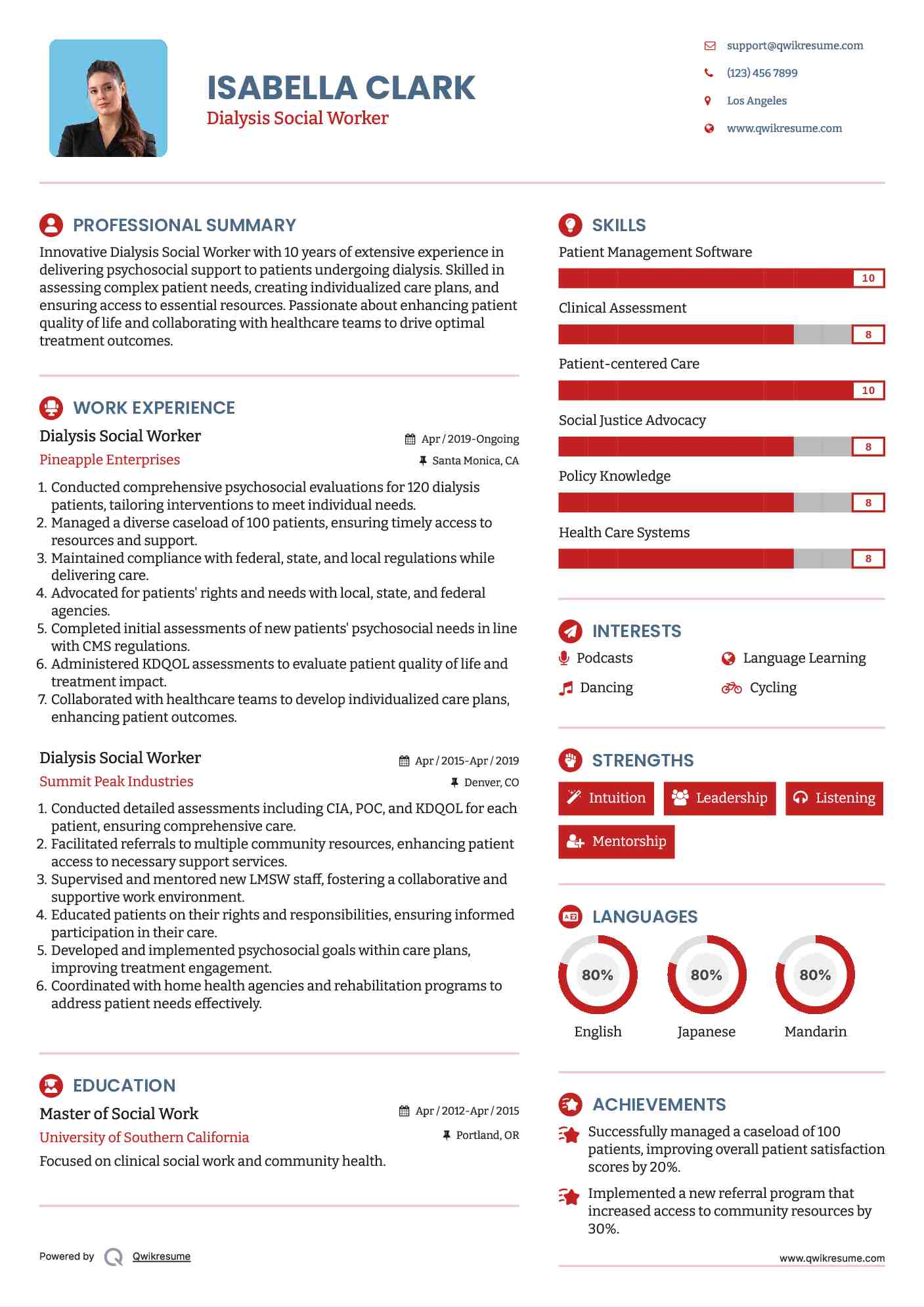 Dialysis Social Worker Resume Format