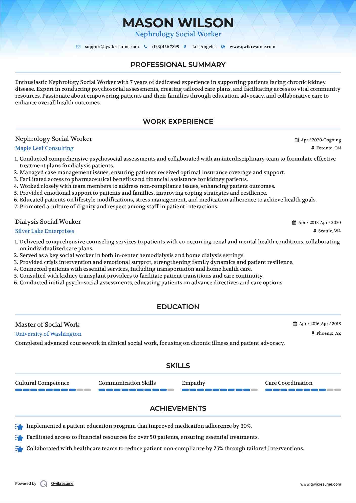Nephrology Social Worker Resume Format