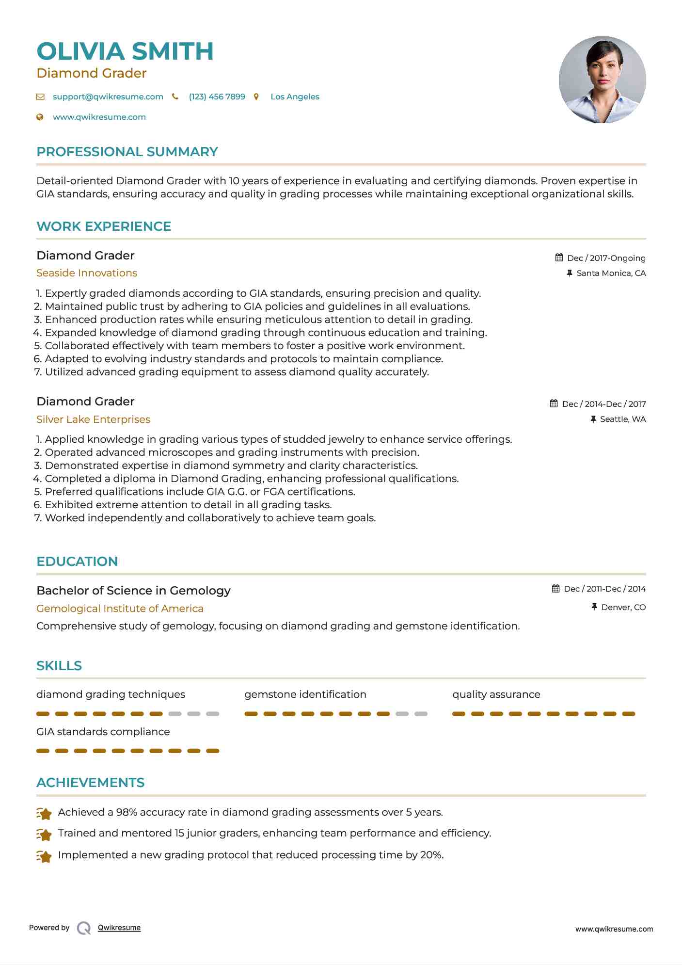 Diamond Grader Resume Template