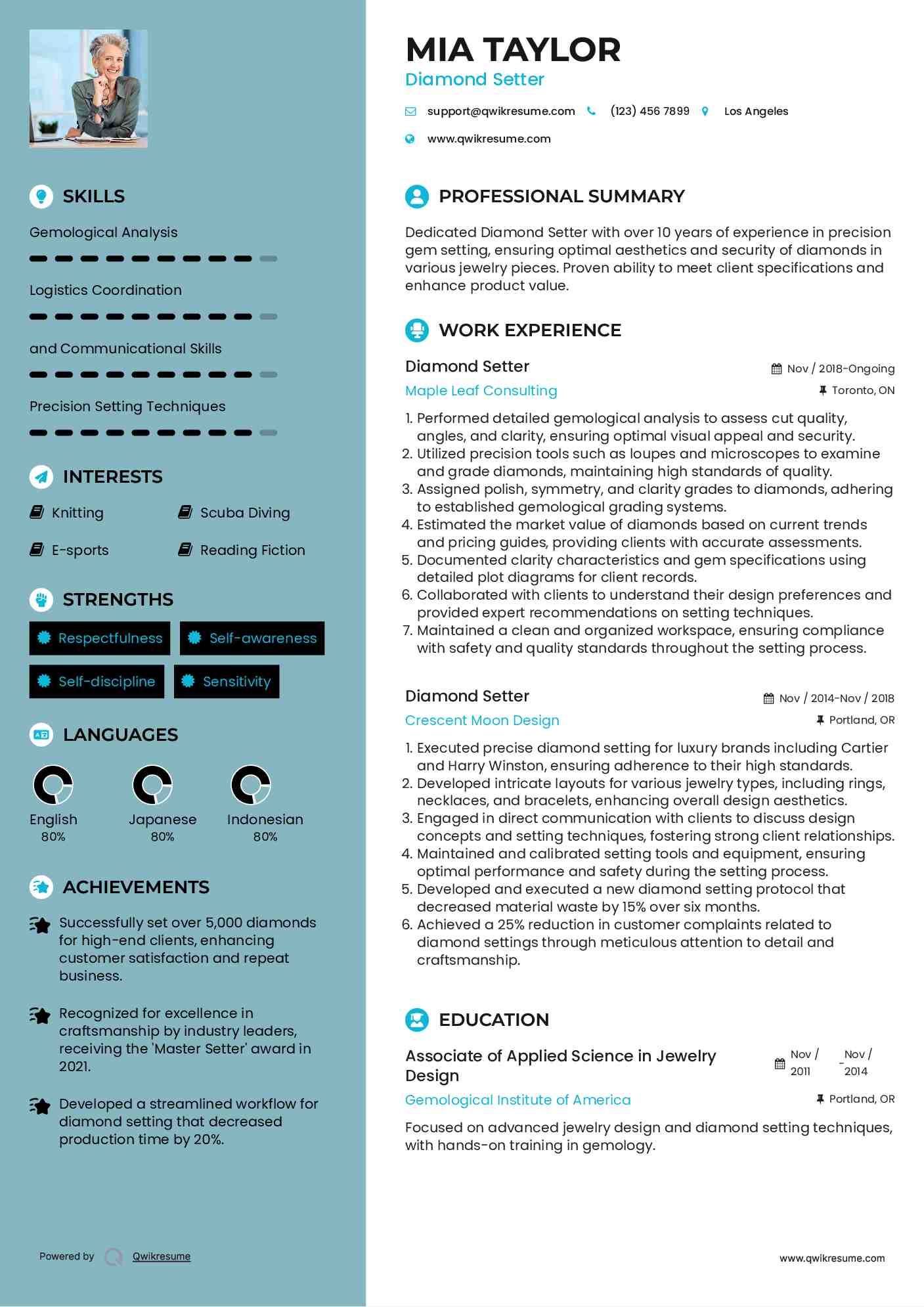 Diamond Setter Resume Model