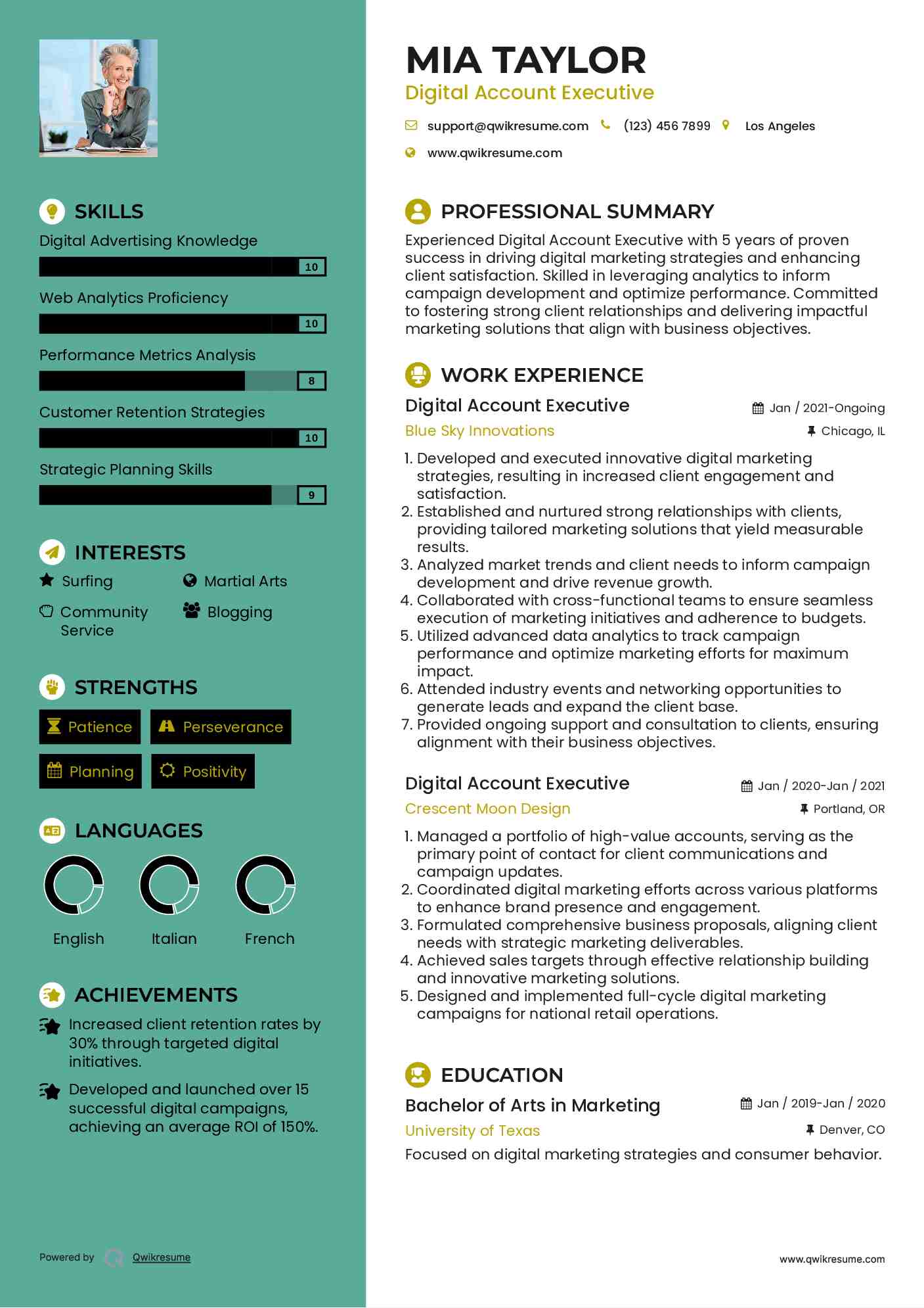 Digital Account Executive Resume Samples QwikResume