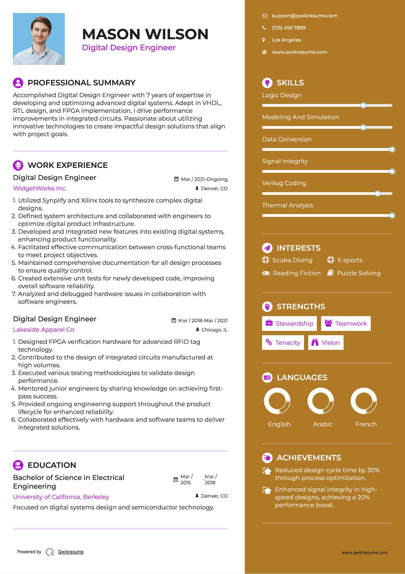 Digital Design Engineer Resume Model