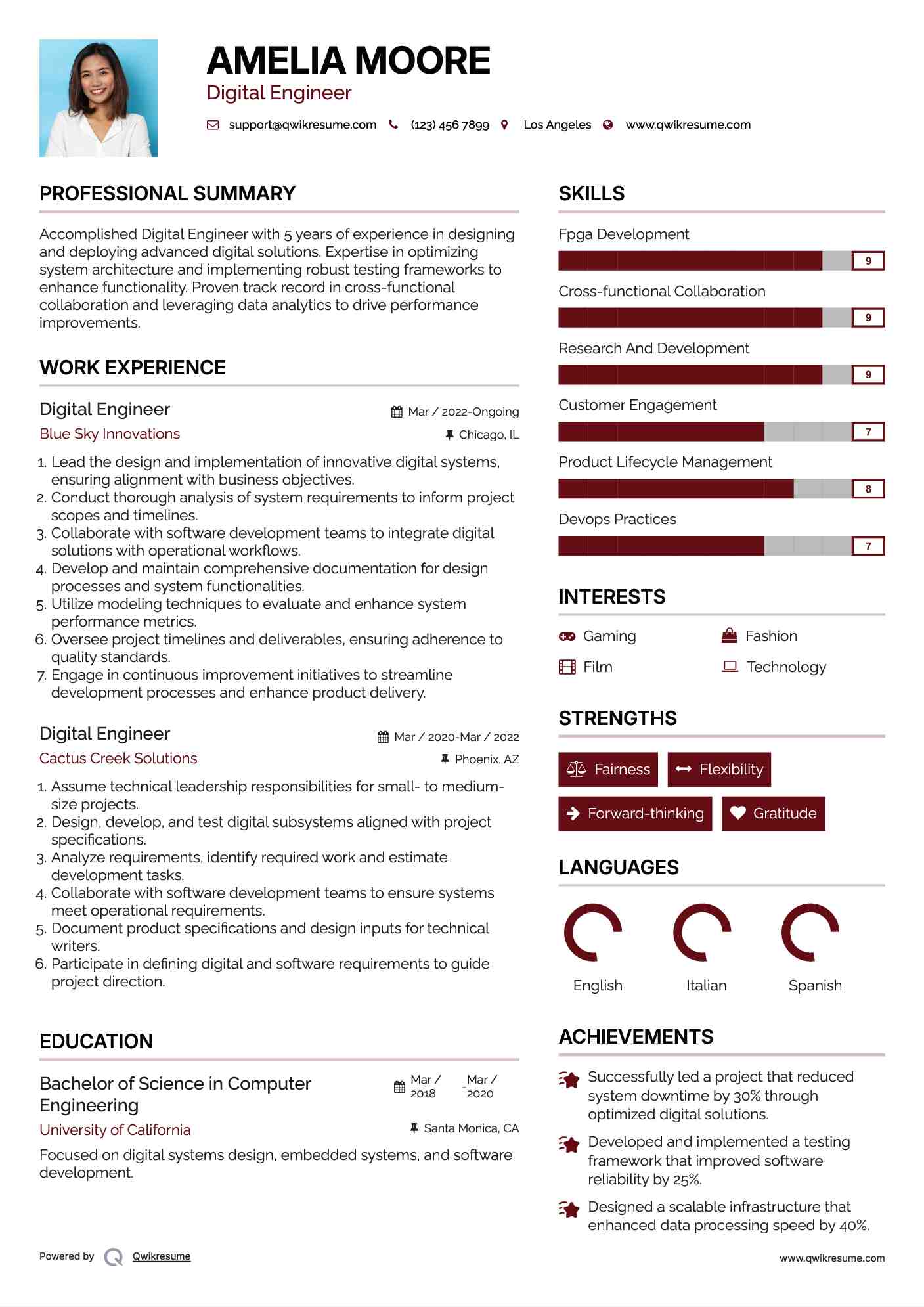 Digital Engineer Resume Template