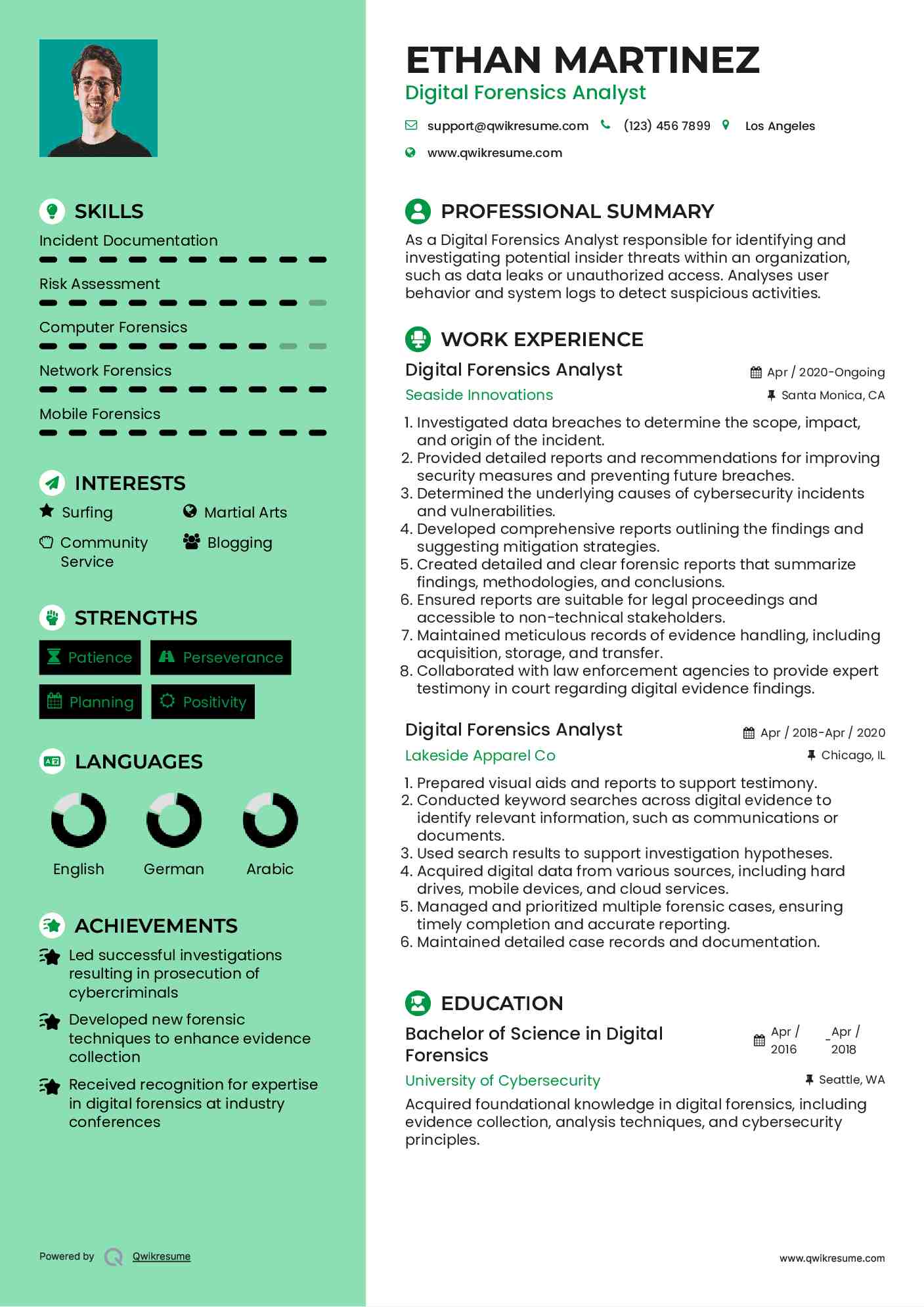Digital Forensics Analyst Resume Model