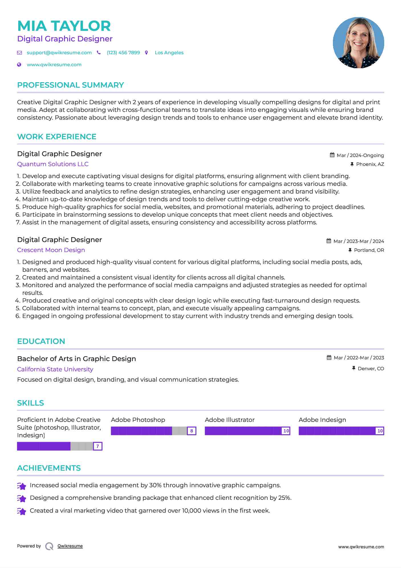 Digital Graphic Designer Resume Model