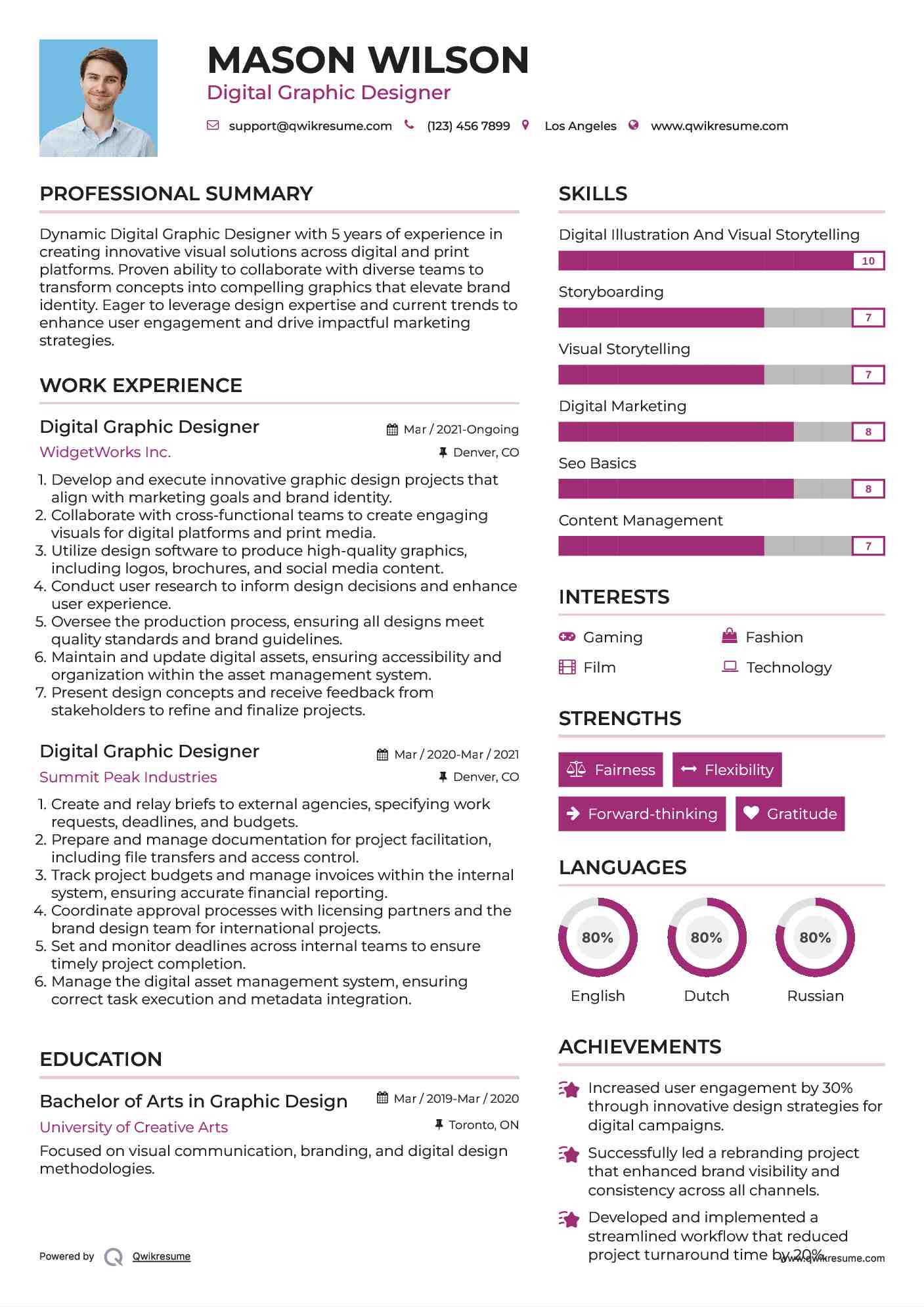 Digital Graphic Designer Resume Model