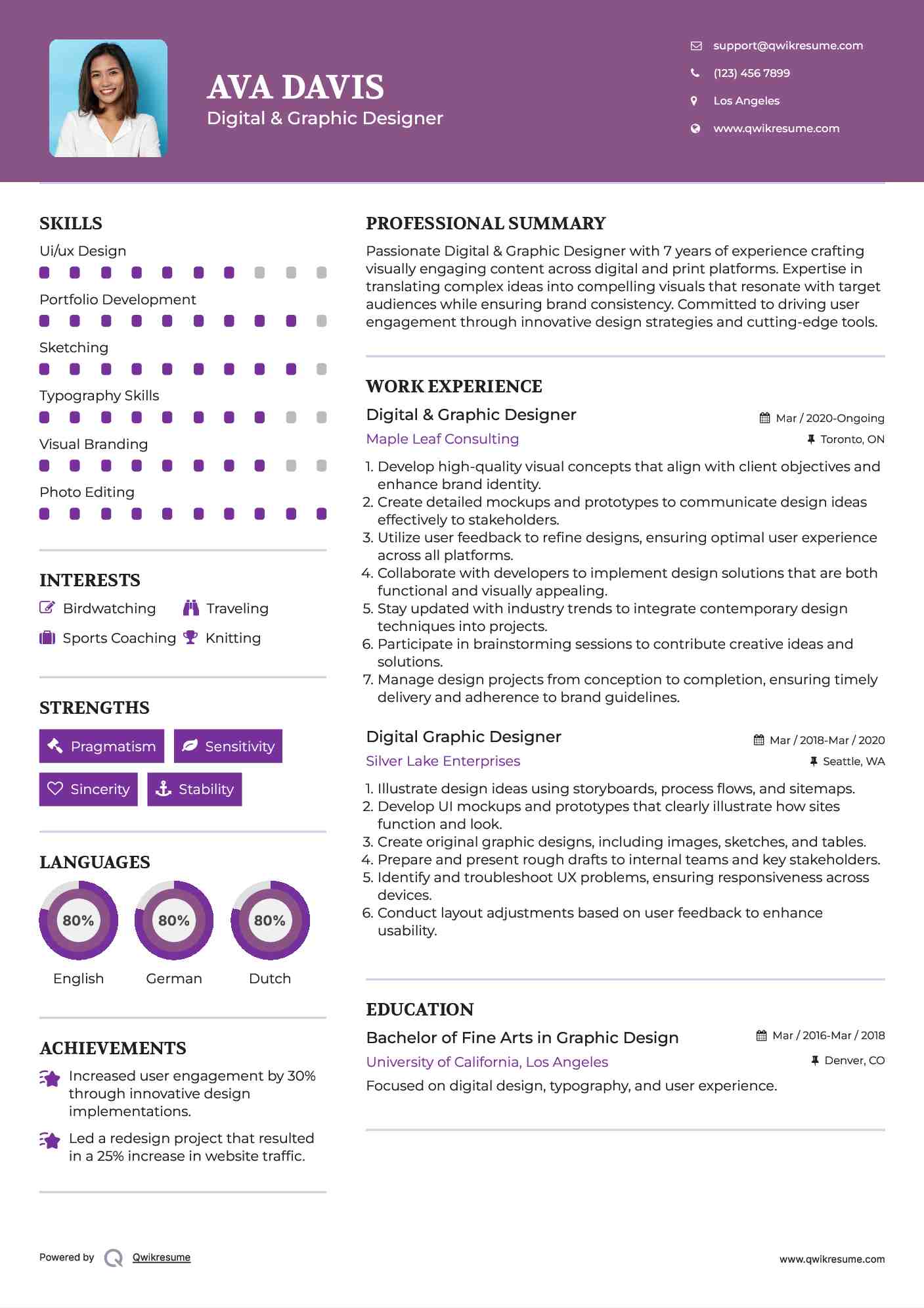 Digital & Graphic Designer
 Resume Example