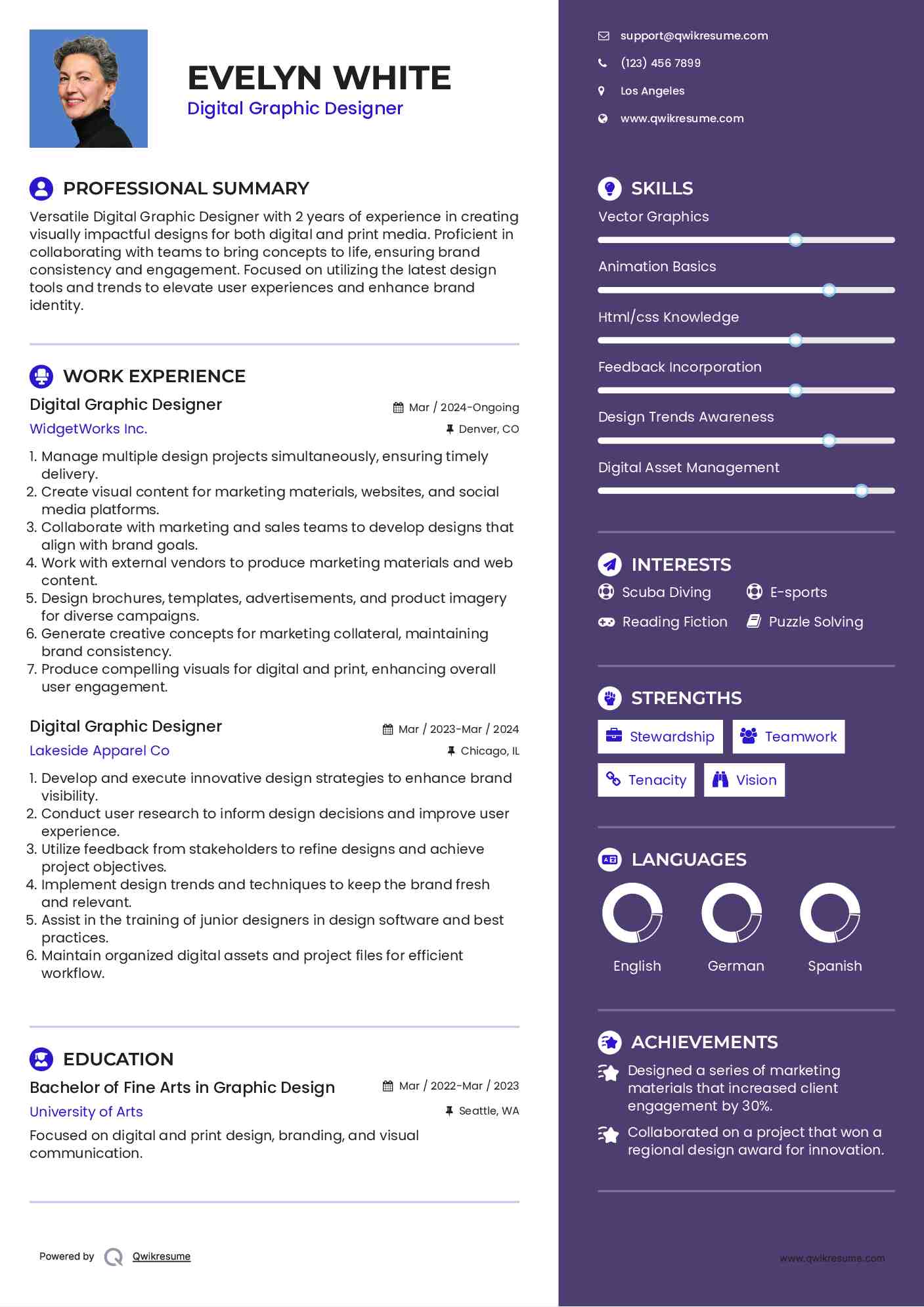 Digital Graphic Designer Resume Sample