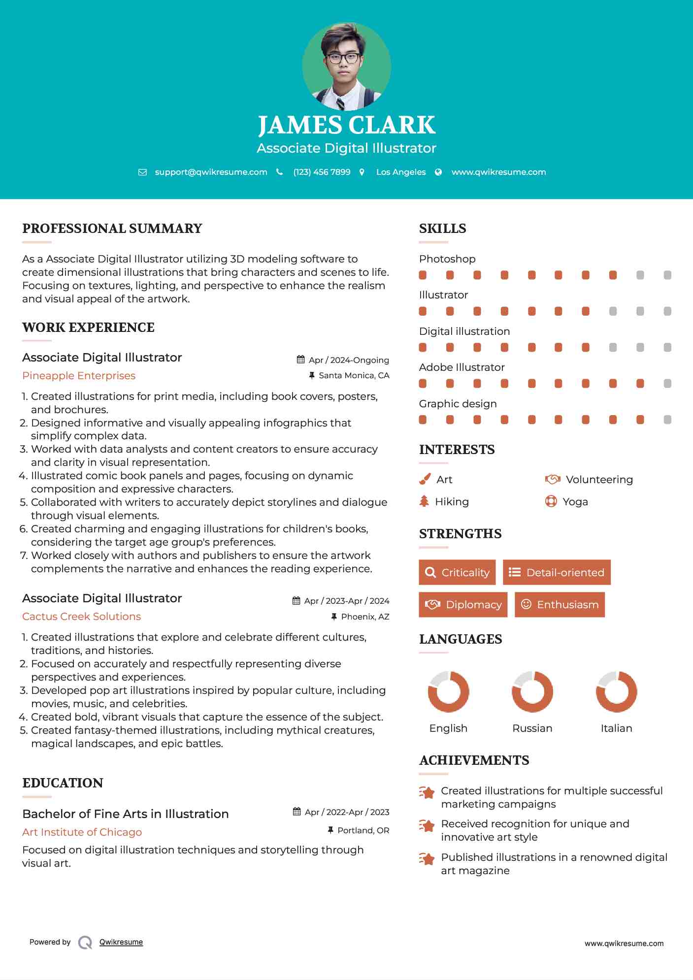 Associate Digital Illustrator  Resume Example