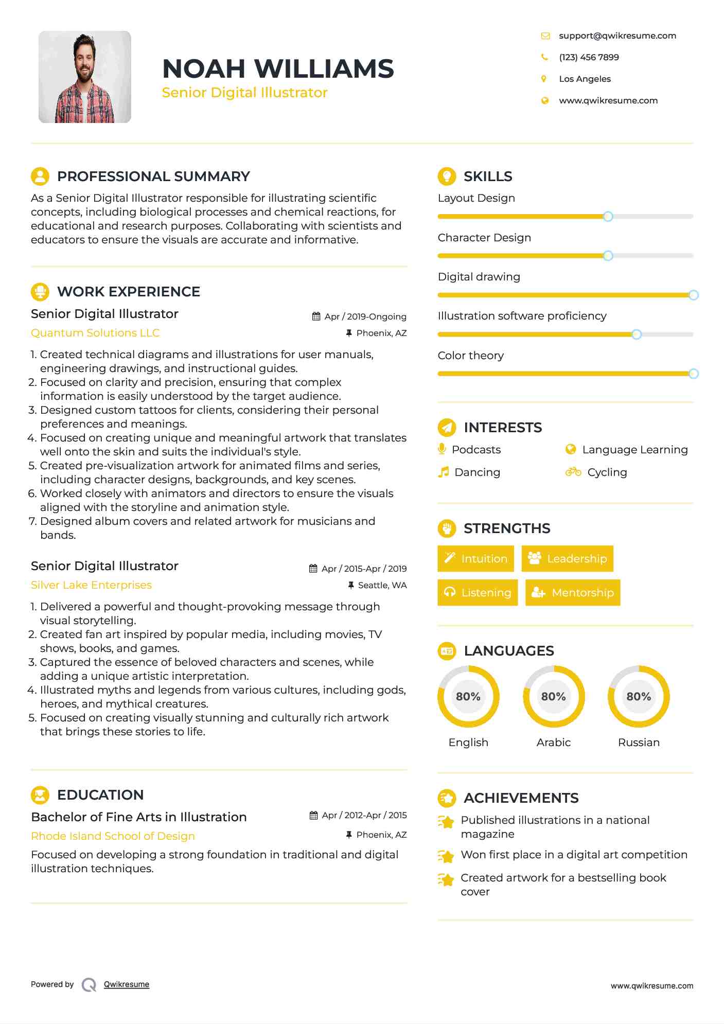 Senior Digital Illustrator Resume Model
