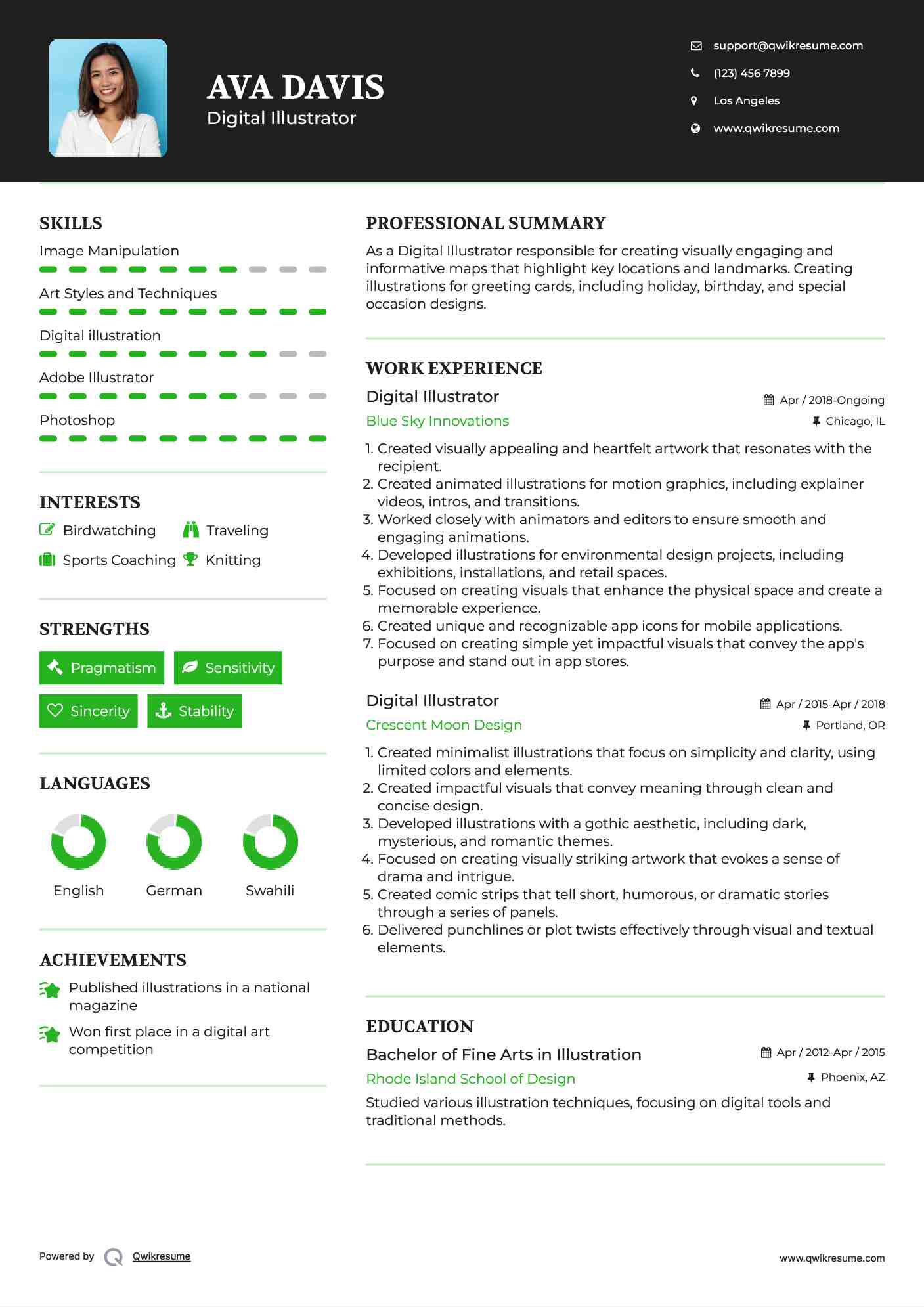 Digital Illustrator Resume Sample