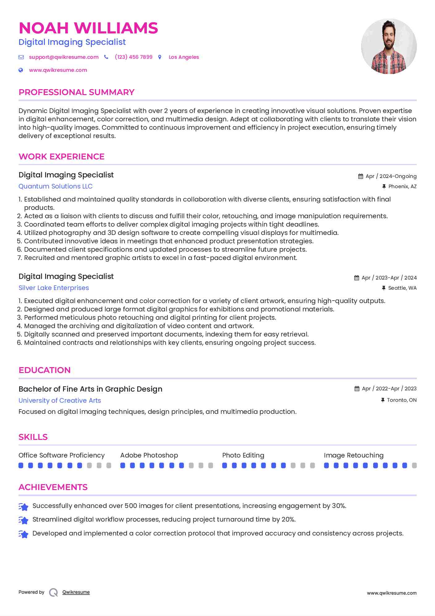 Digital Imaging Specialist Resume Model