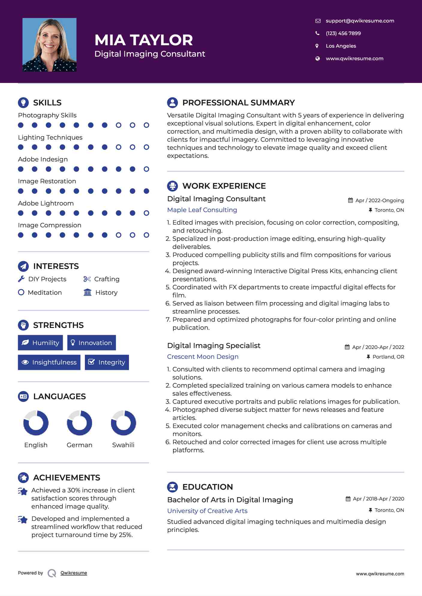 Digital Imaging Consultant Resume Template