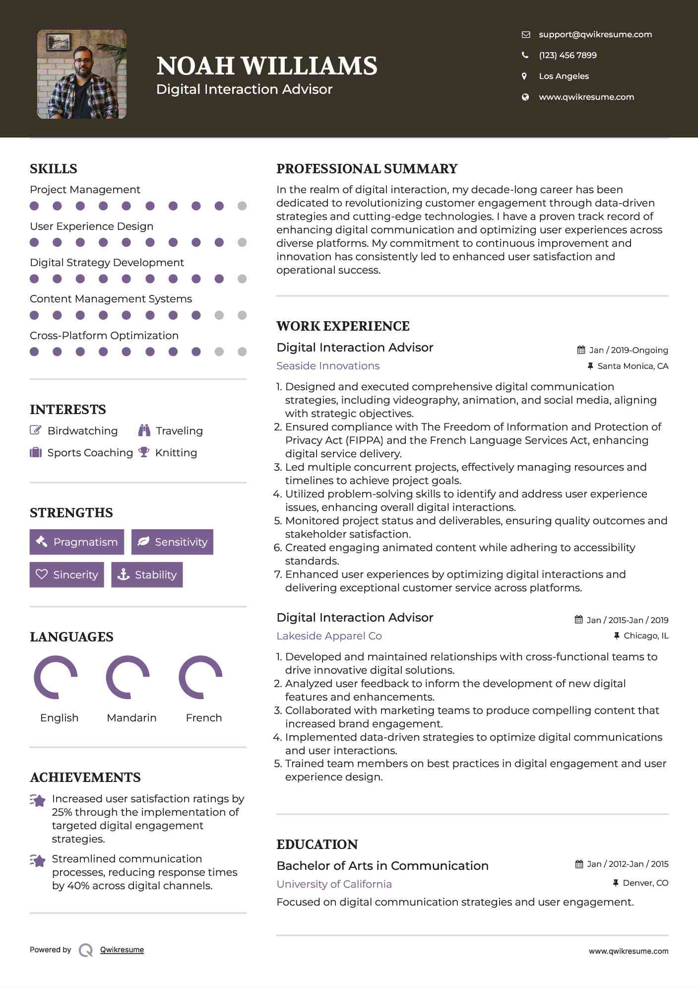 Digital Interaction Advisor Resume Format