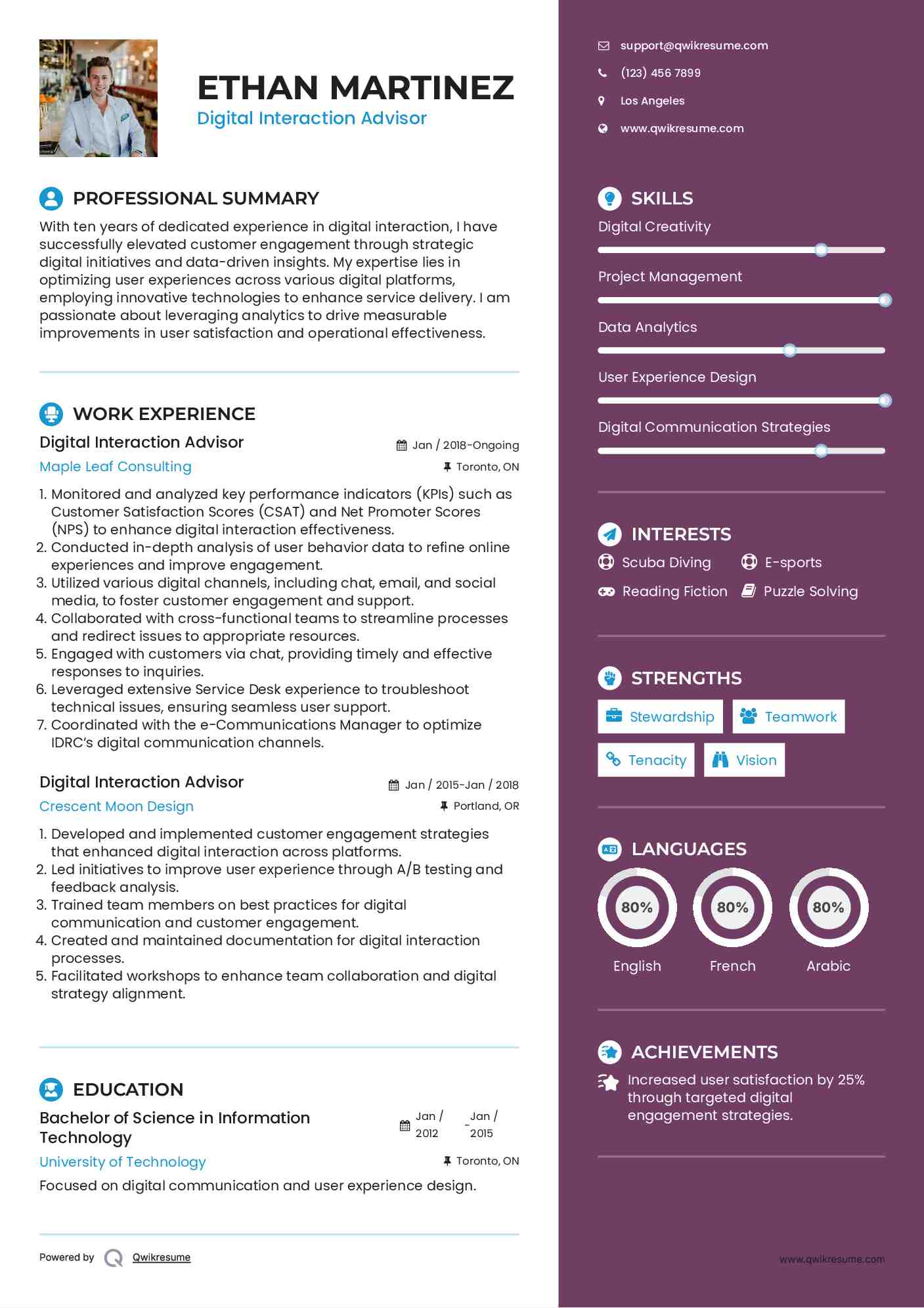 Digital Interaction Advisor Resume Format