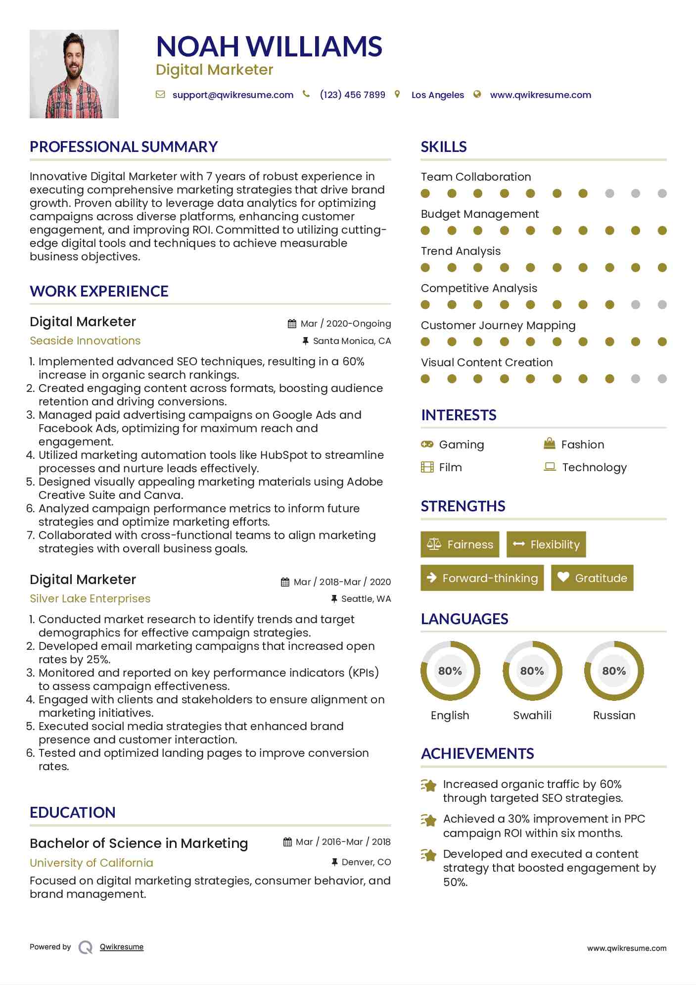 Digital Marketer Resume Format