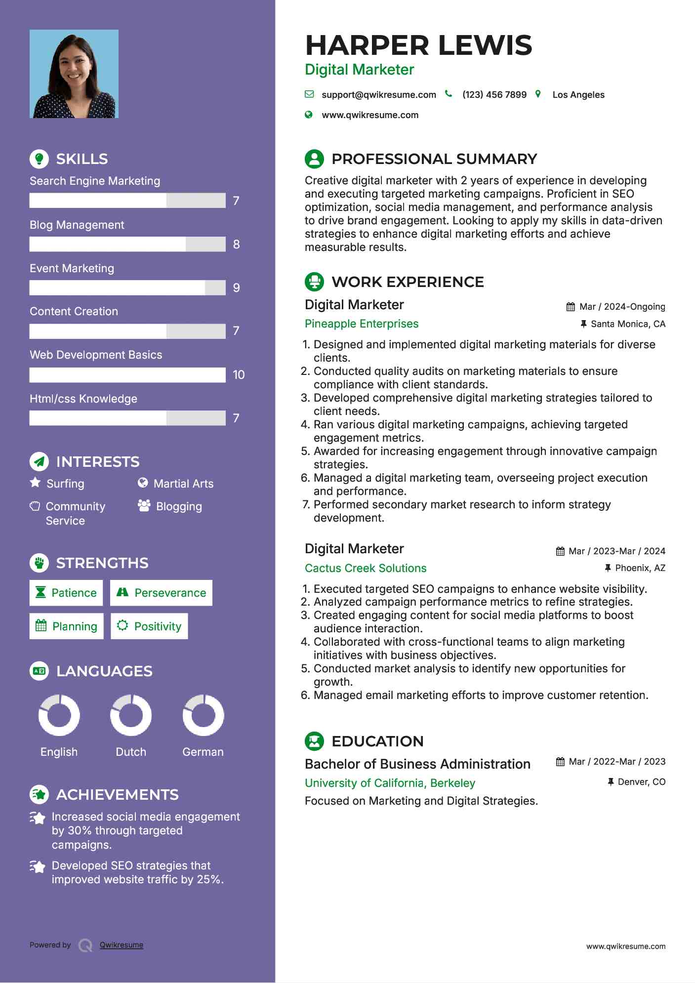 Digital Marketer Resume Template