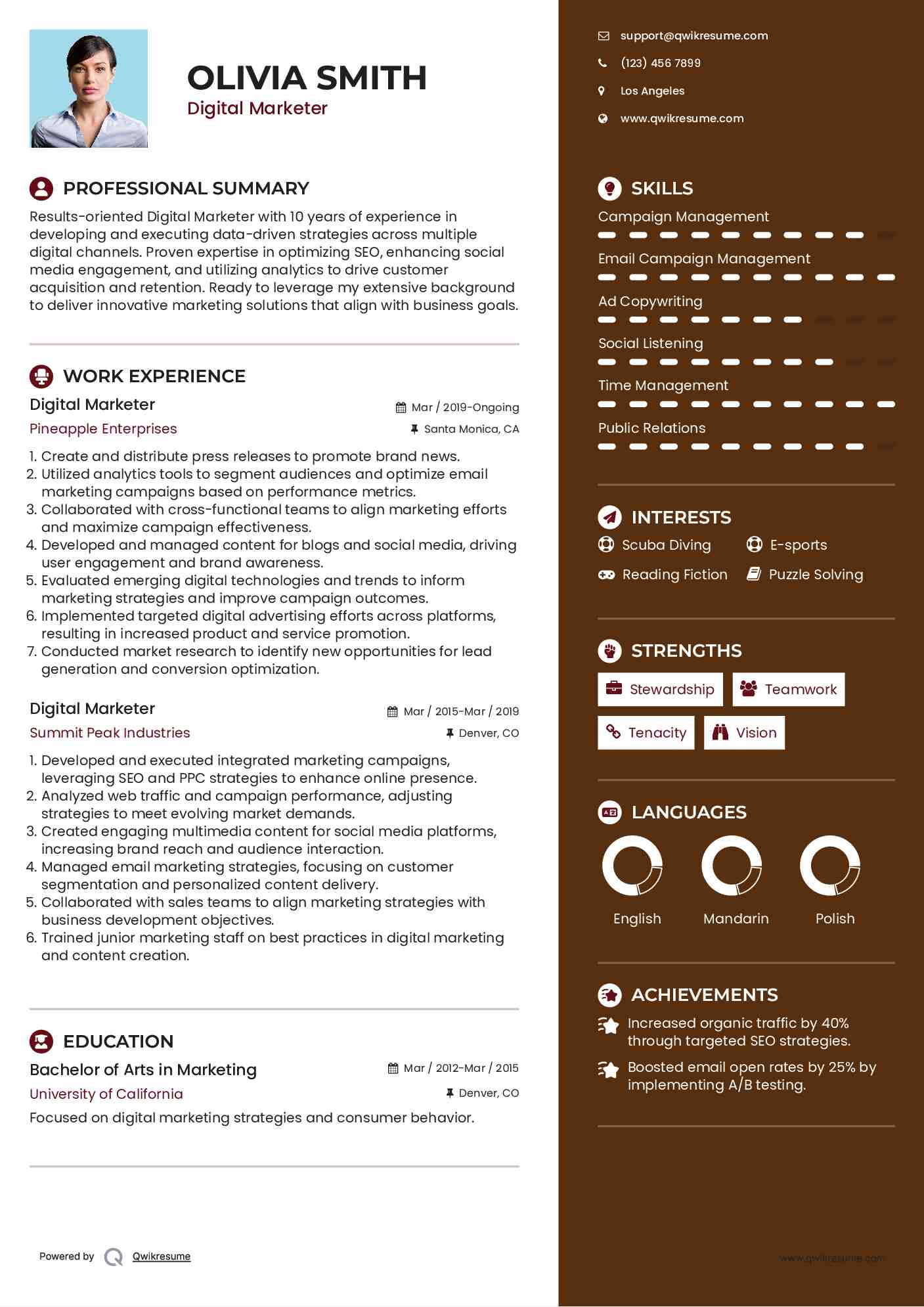 Digital Marketer Resume Example