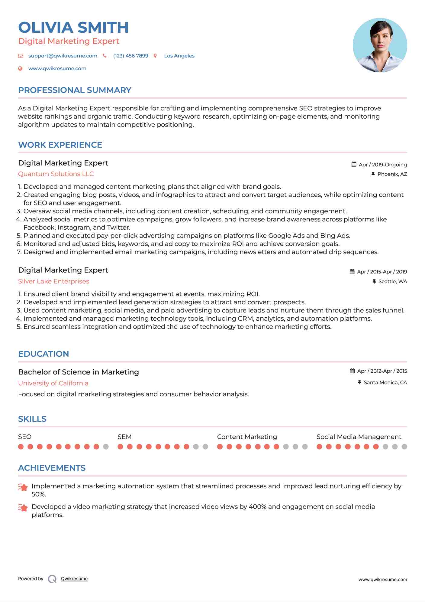 Digital Marketing Expert Resume Format