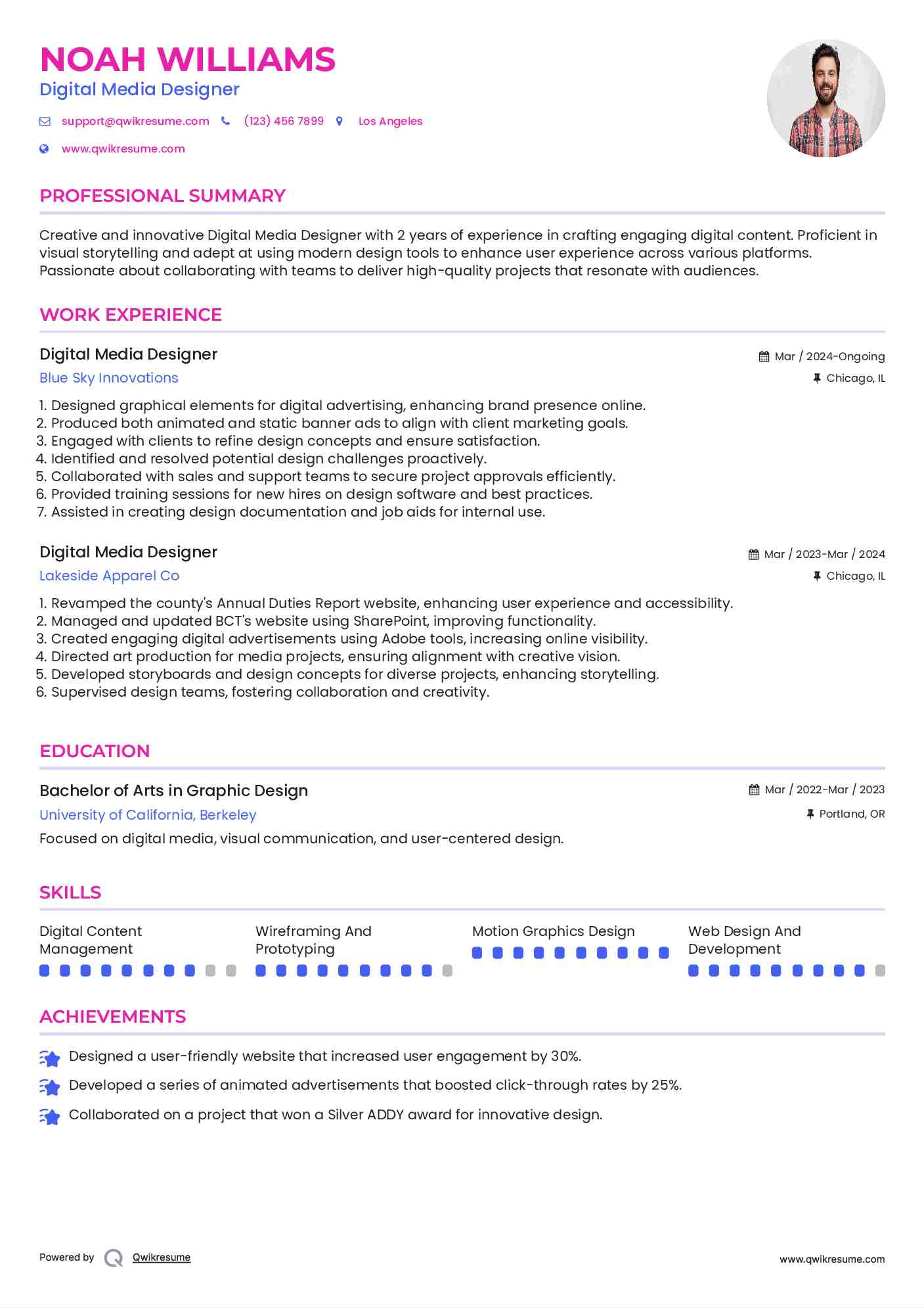 Digital Media Designer Resume Model