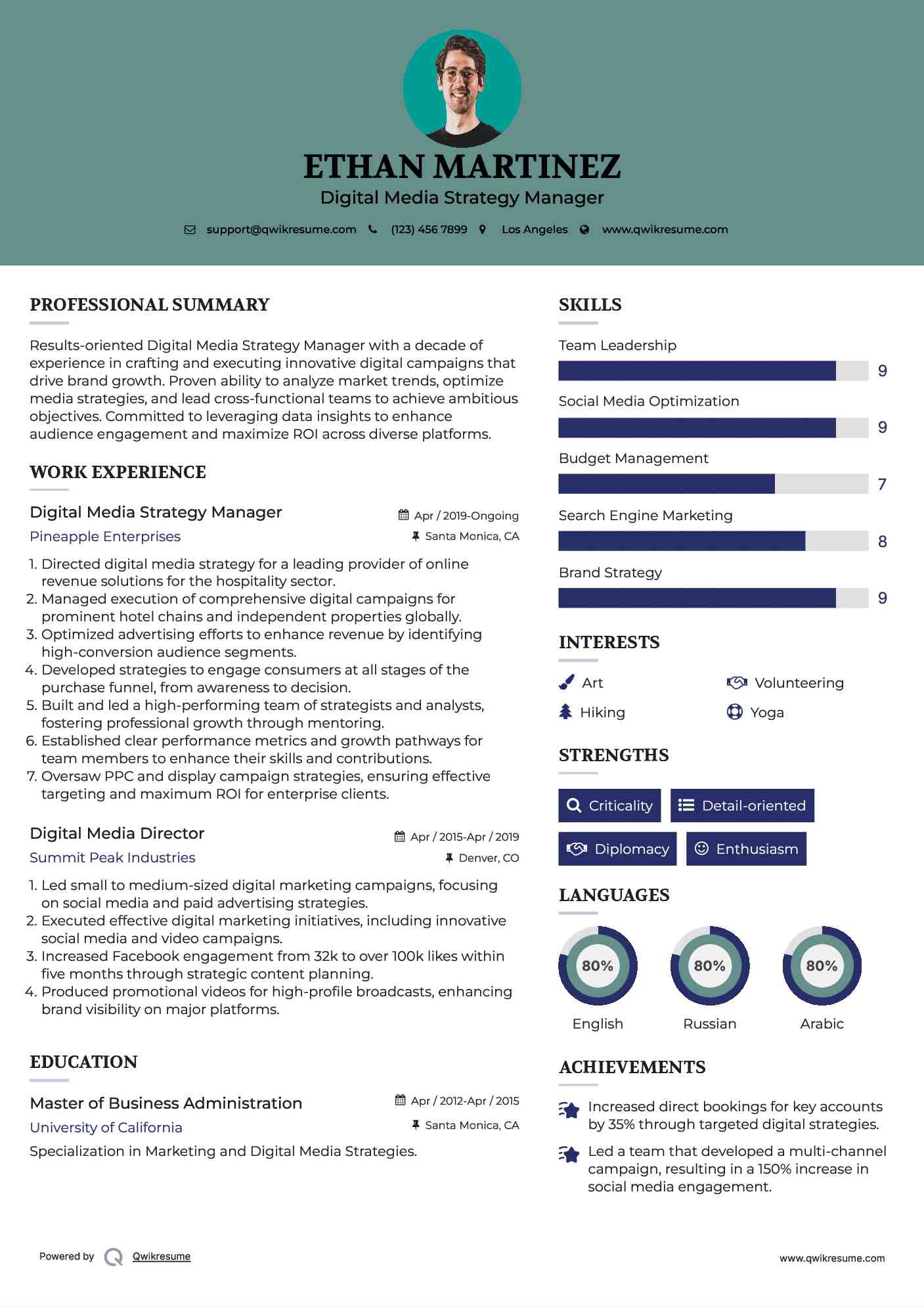 Digital Media Director Resume Samples QwikResume