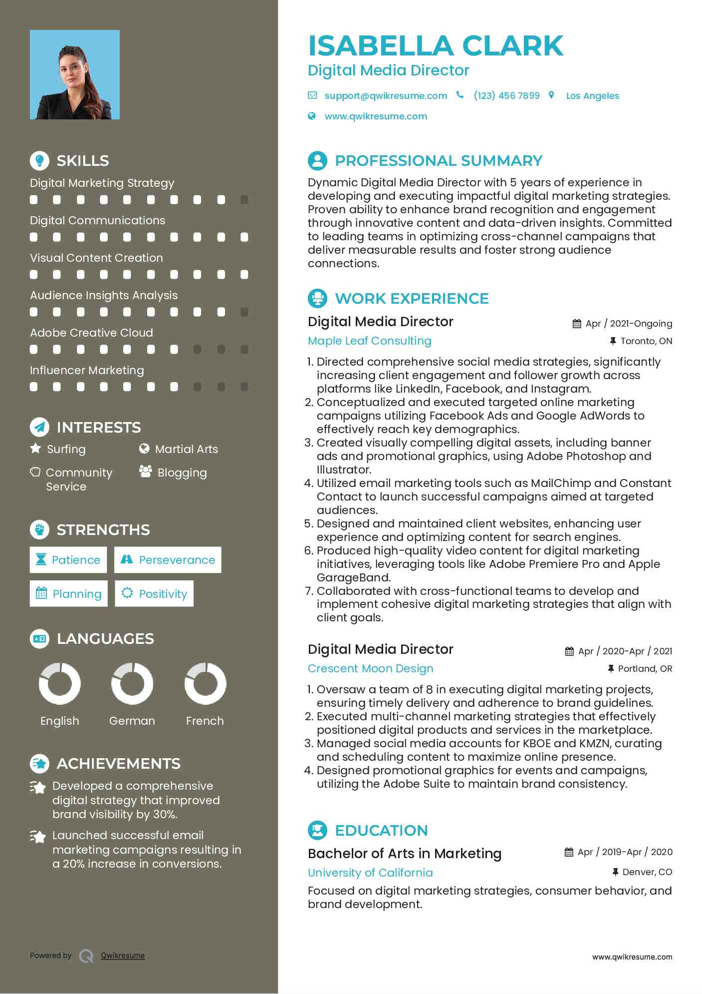 Digital Media Director Resume Samples QwikResume