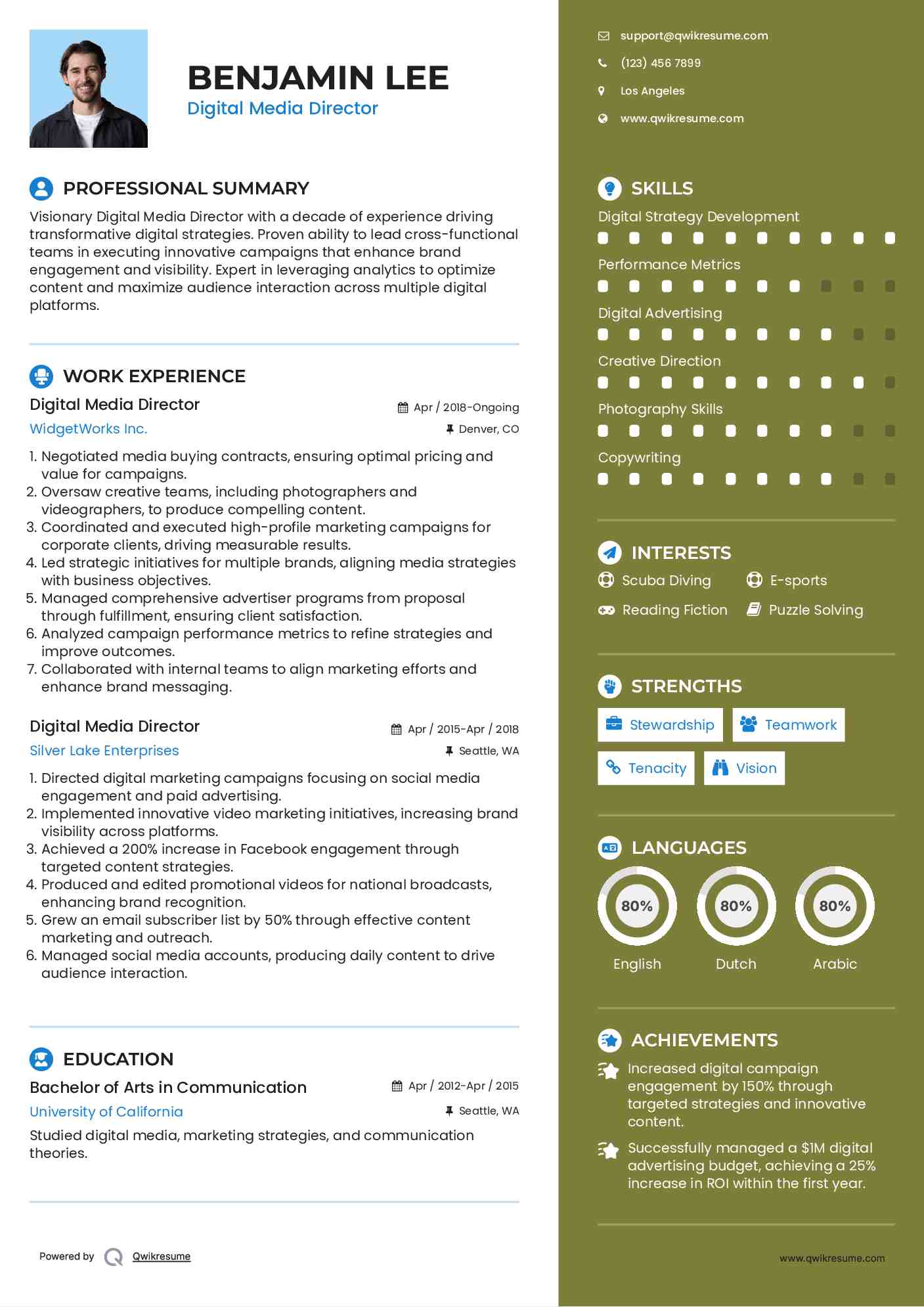 Digital Media Director Resume Template