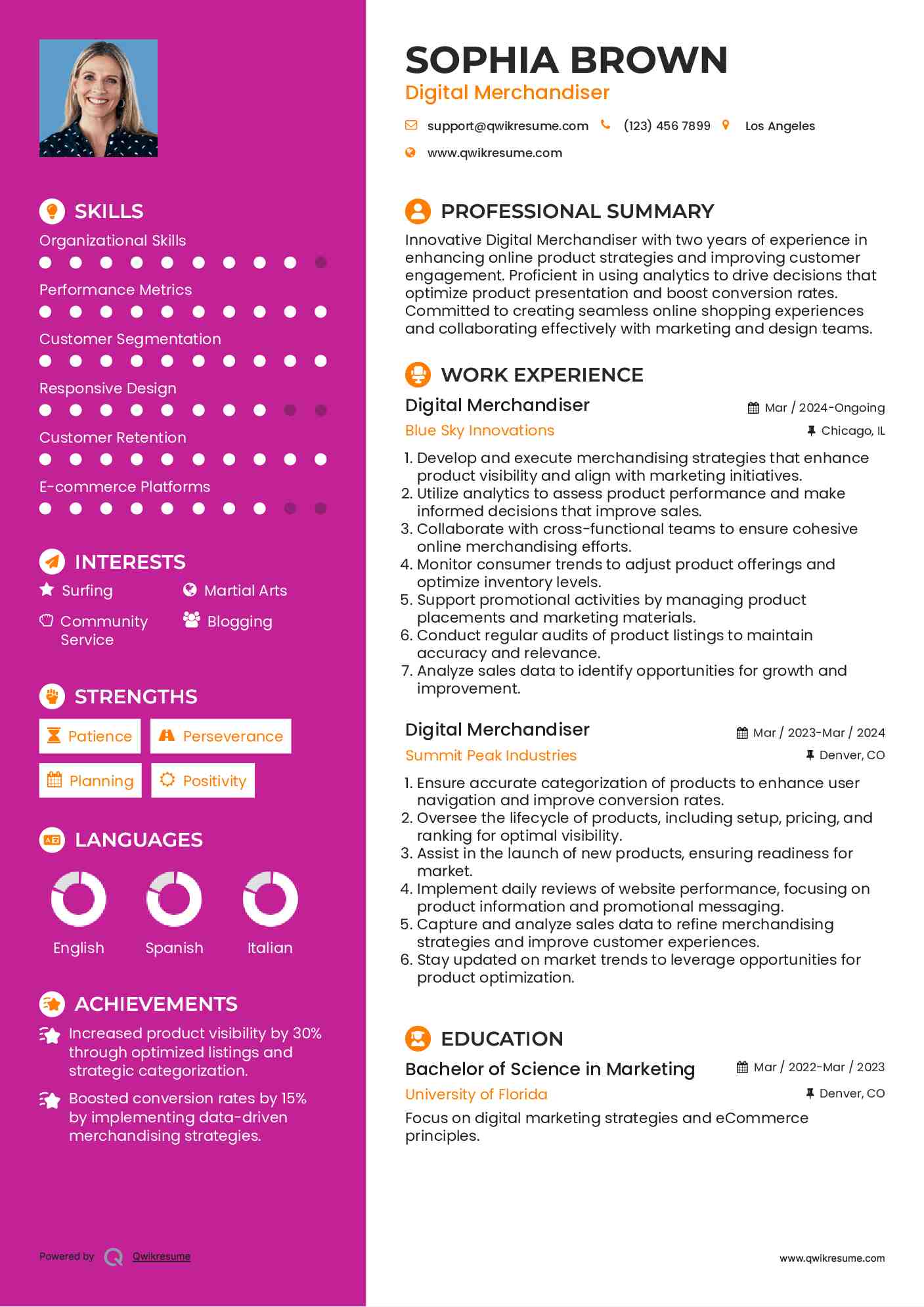 Digital Merchandiser Resume Template