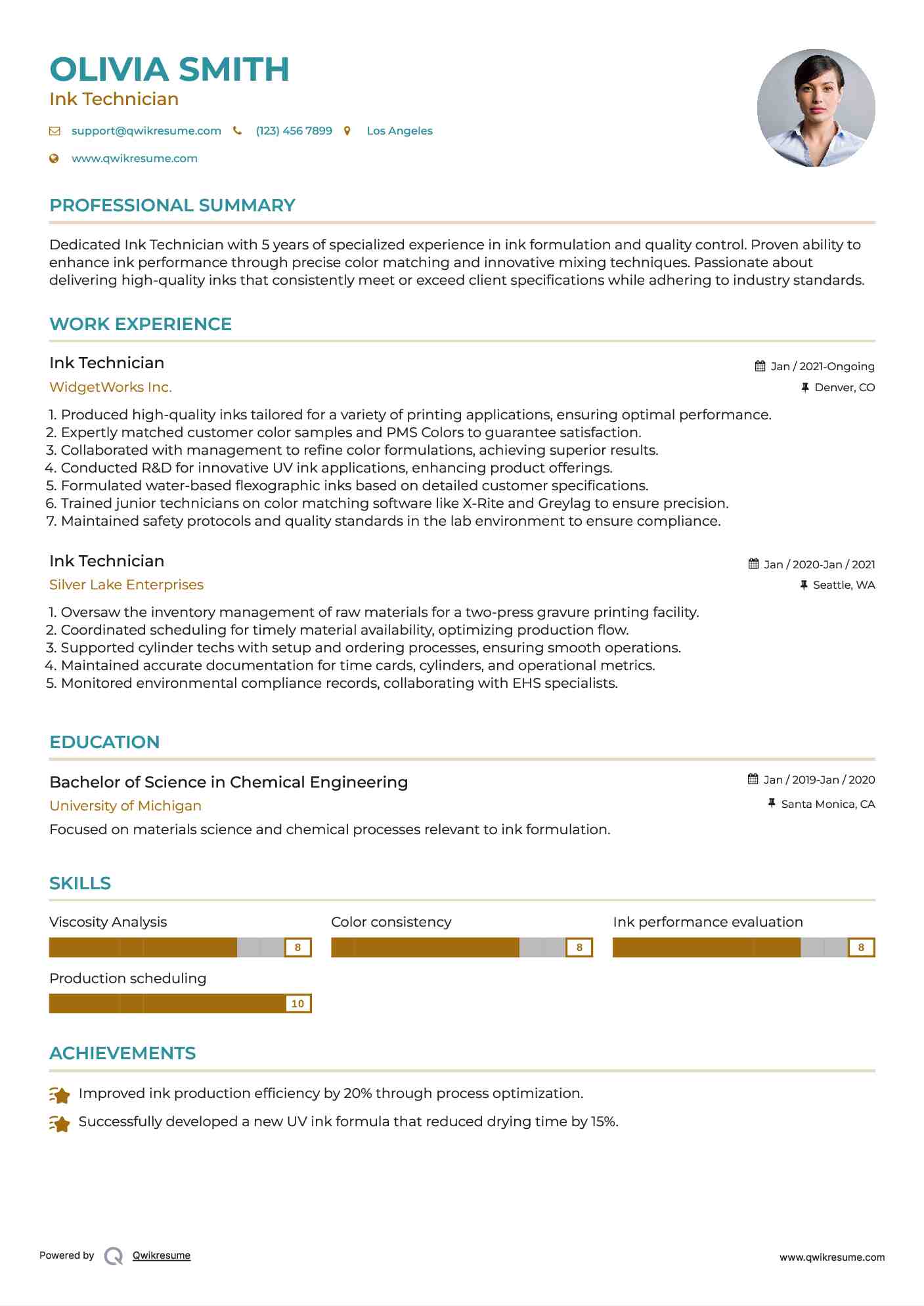 Ink Technician Resume Format