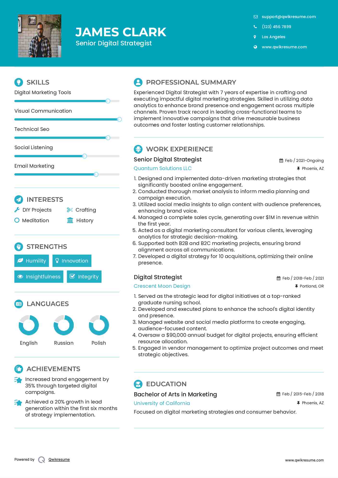 Senior Digital Strategist Resume Format
