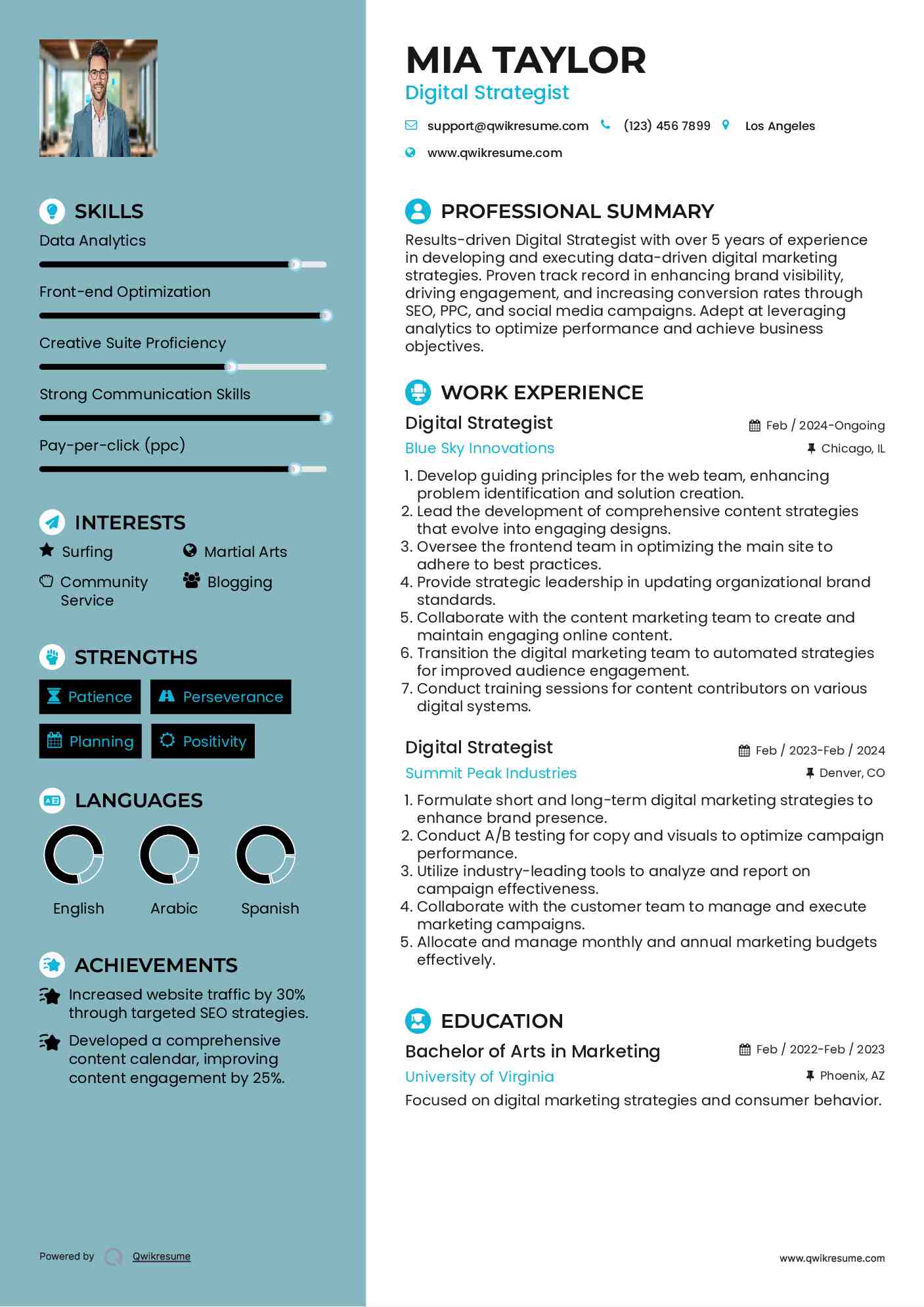 Digital Strategist Resume Format