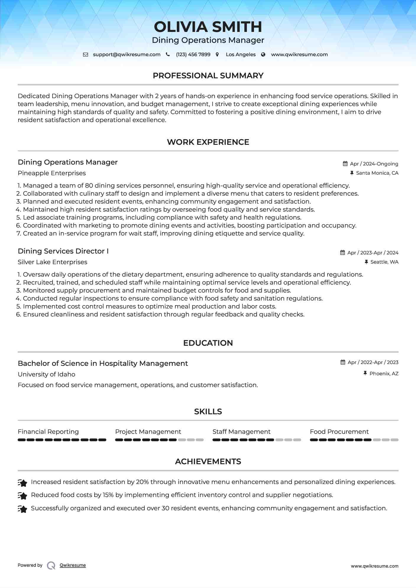 dining services director resume samples qwikresume managing director cv sample