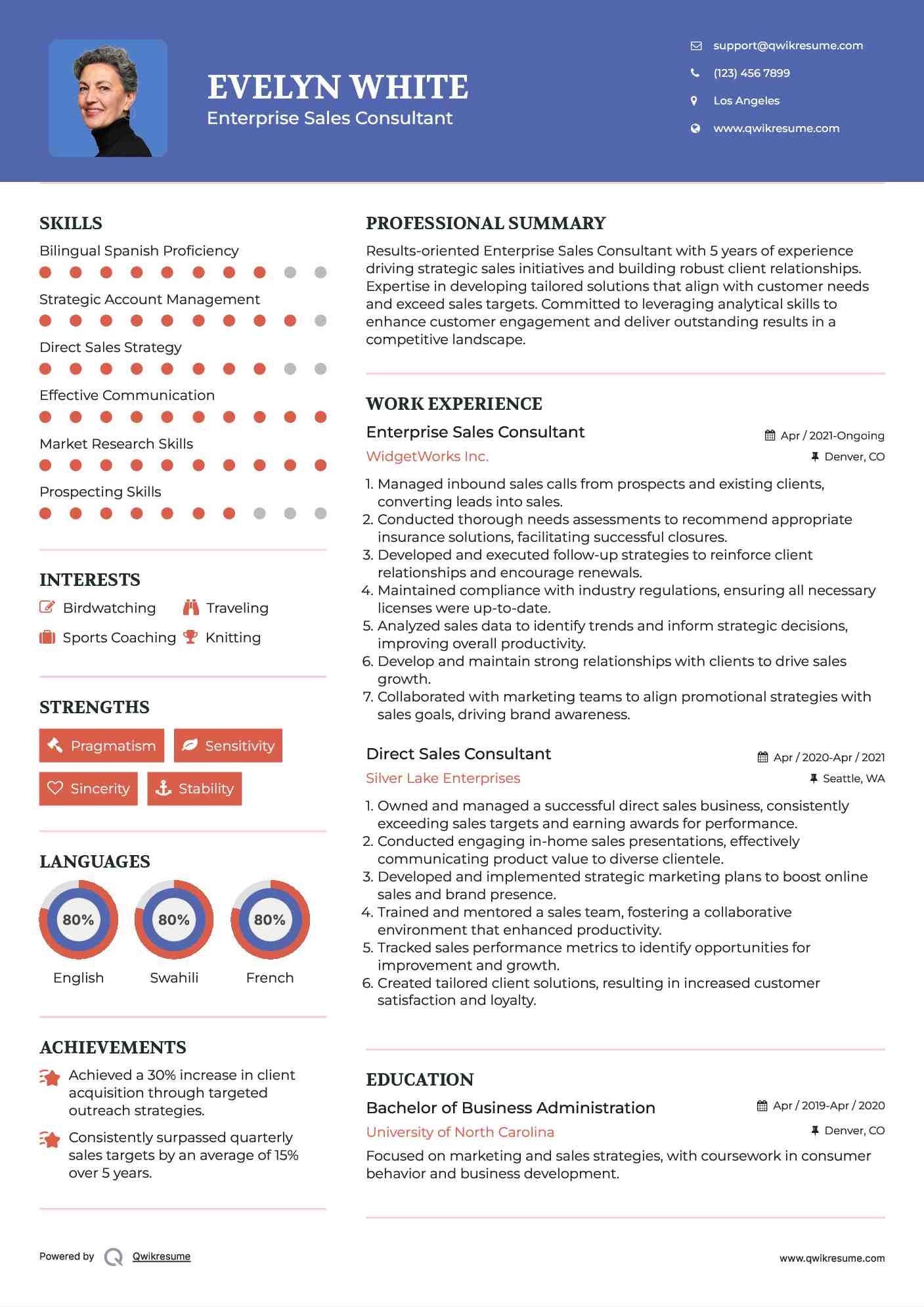 Enterprise Sales Consultant Resume Model