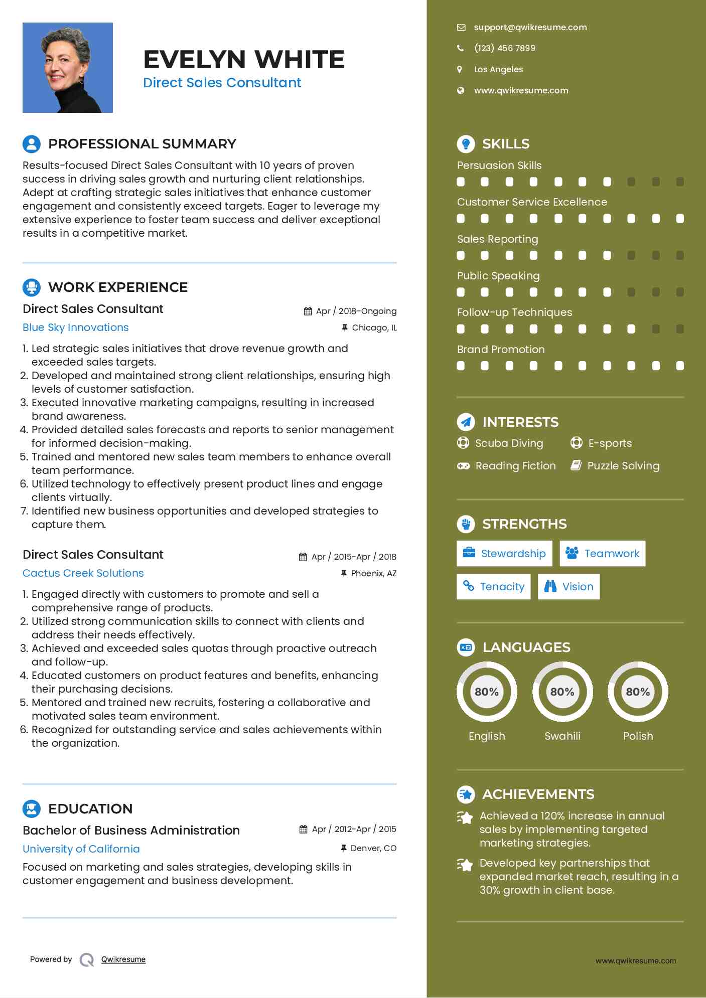 Direct Sales Consultant Resume Model