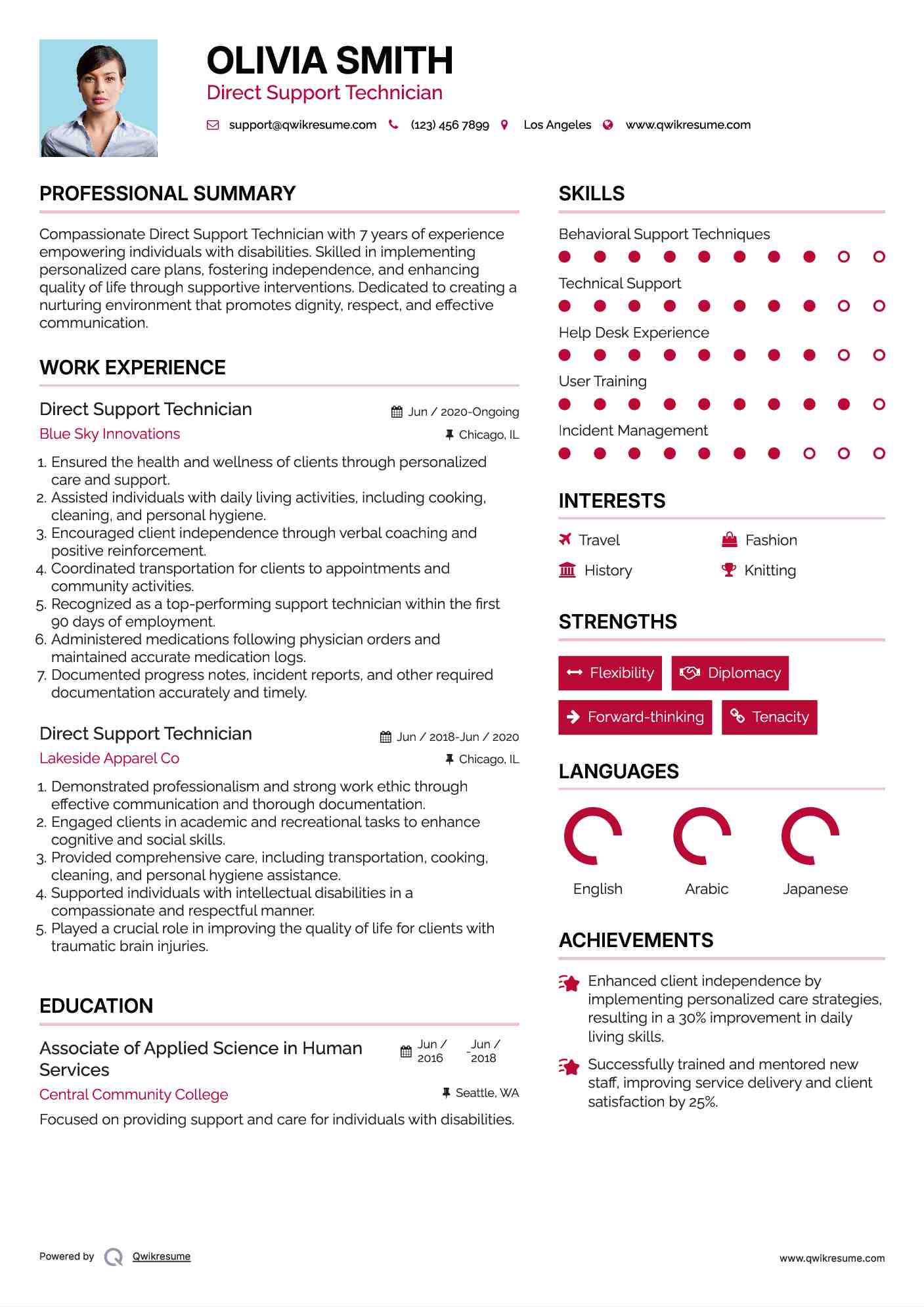 Direct Support Technician Resume Template