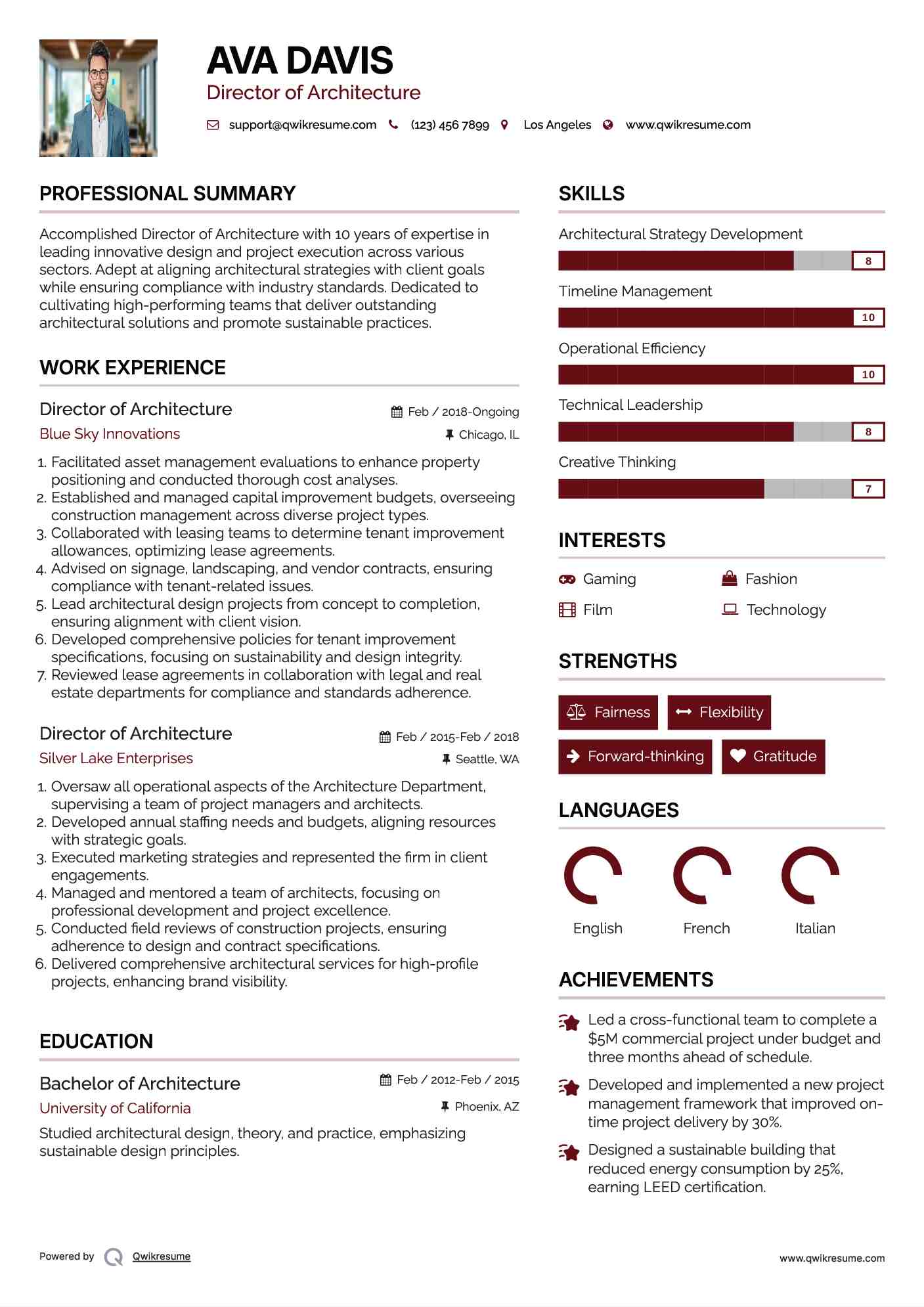 Director of Architecture Resume Template