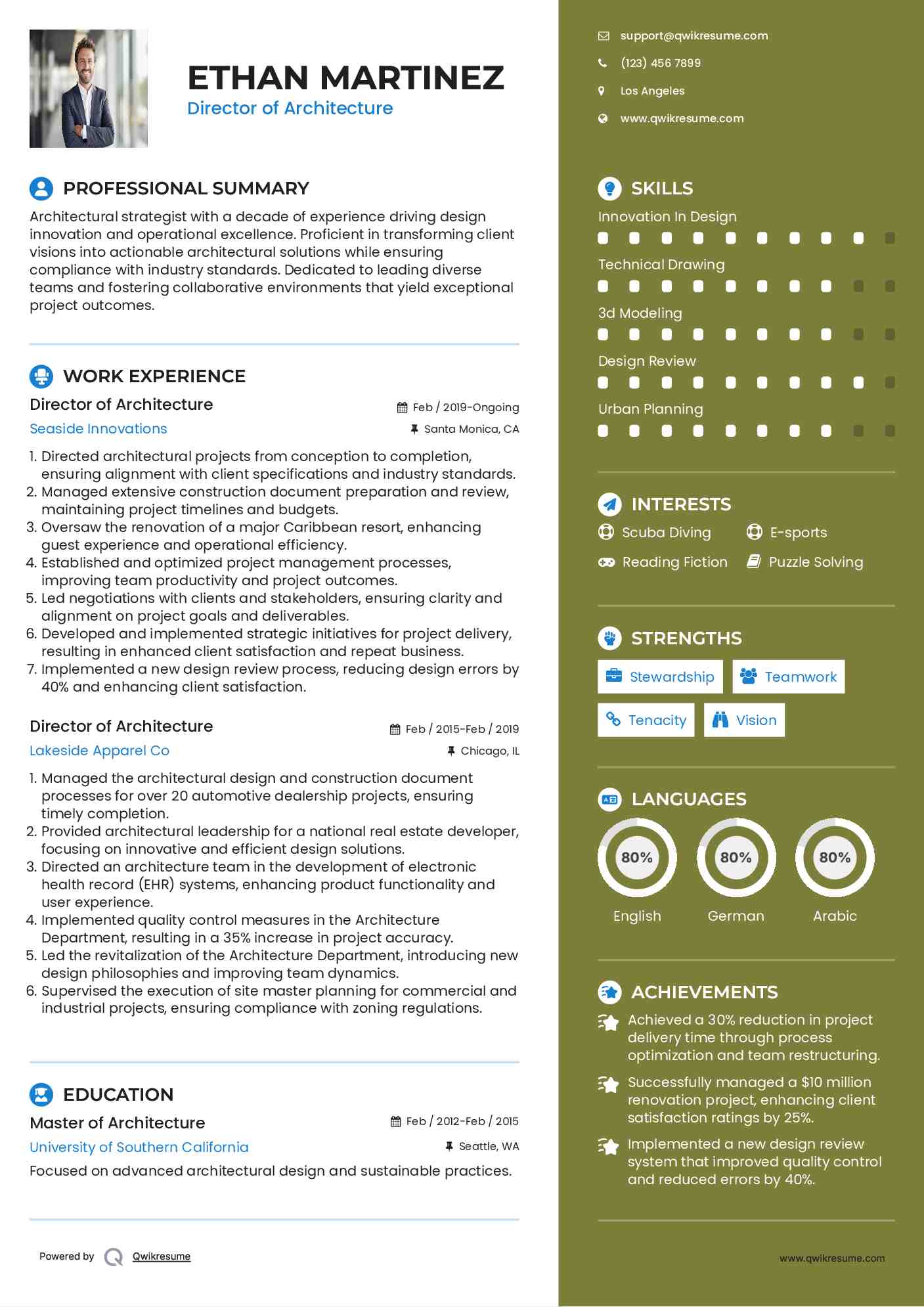 Director of Architecture Resume Format