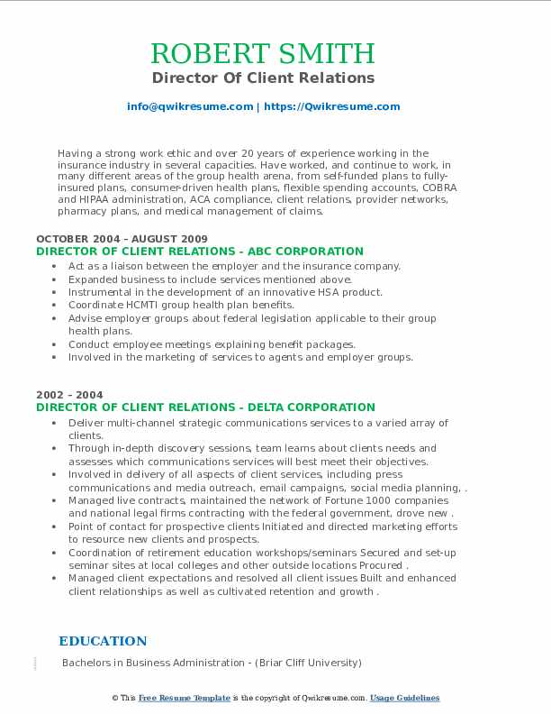 Director Of Client Relations Resume - Director Of Client Relations 1614276605 Pdf 