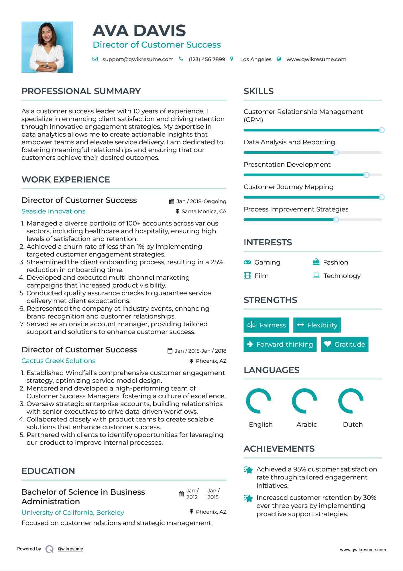 Director of Customer Success Resume Template