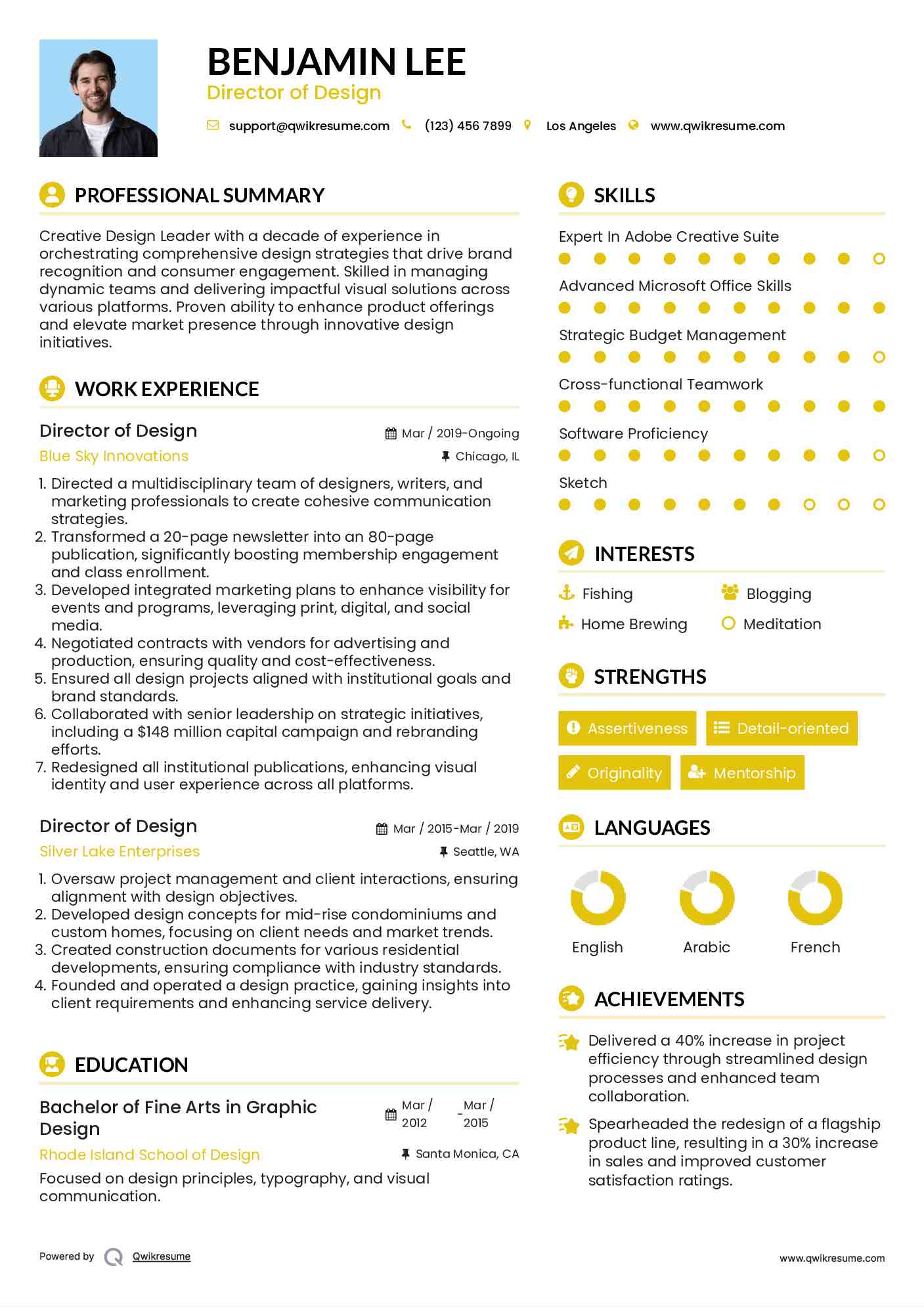 Director of Design Resume Template