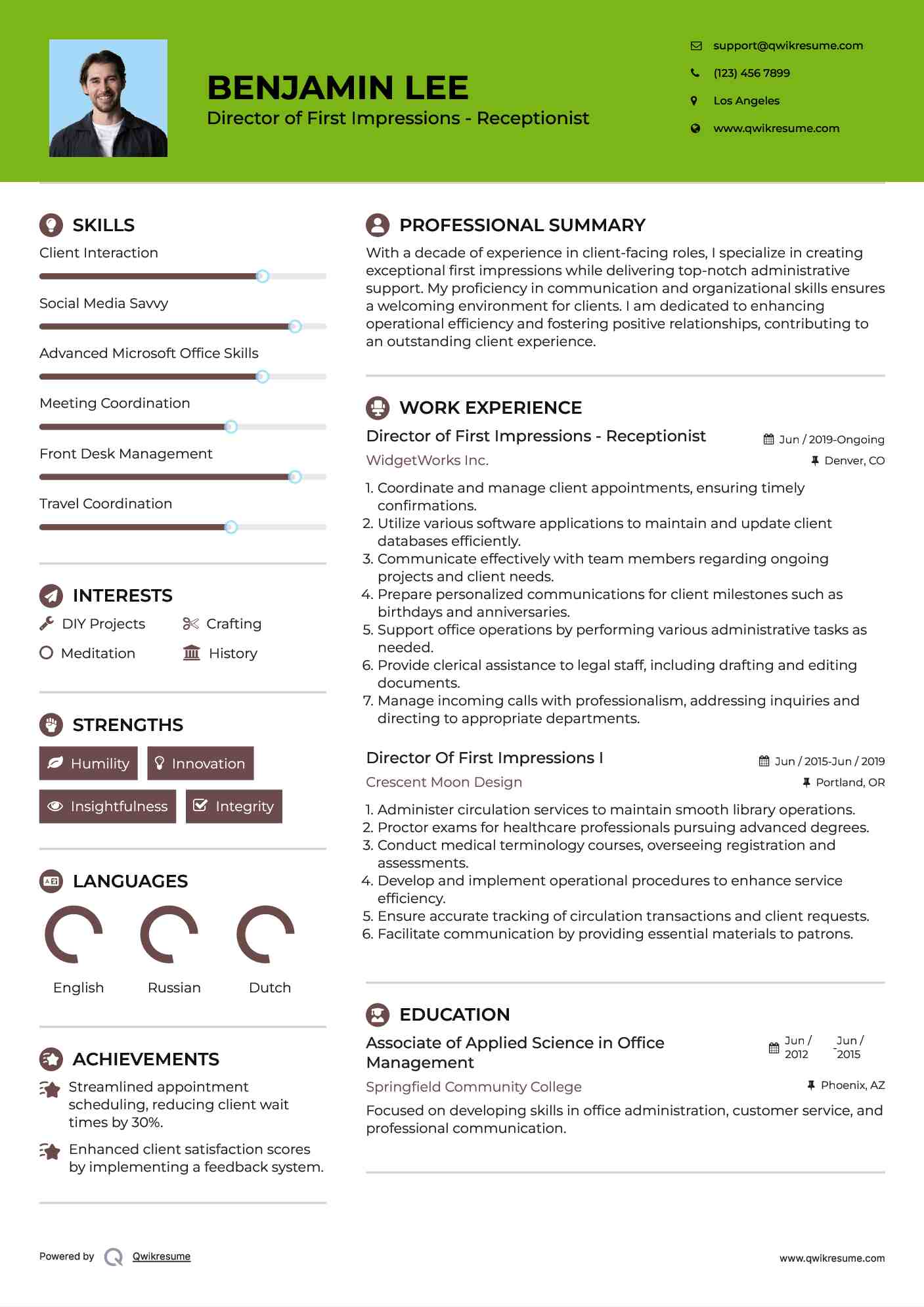 Director of First Impressions Resume Samples QwikResume