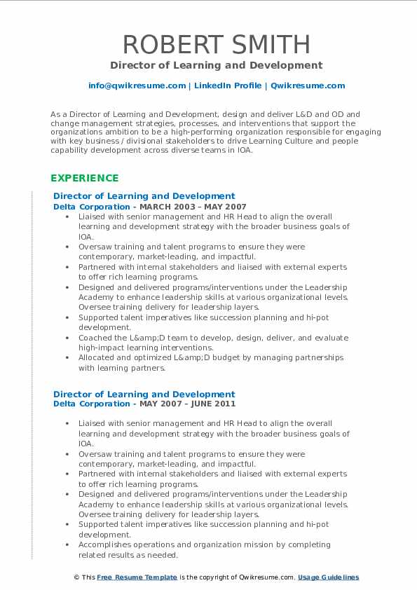 Director of Learning and Development - Director Of Learning And Development 1713709337 Pdf